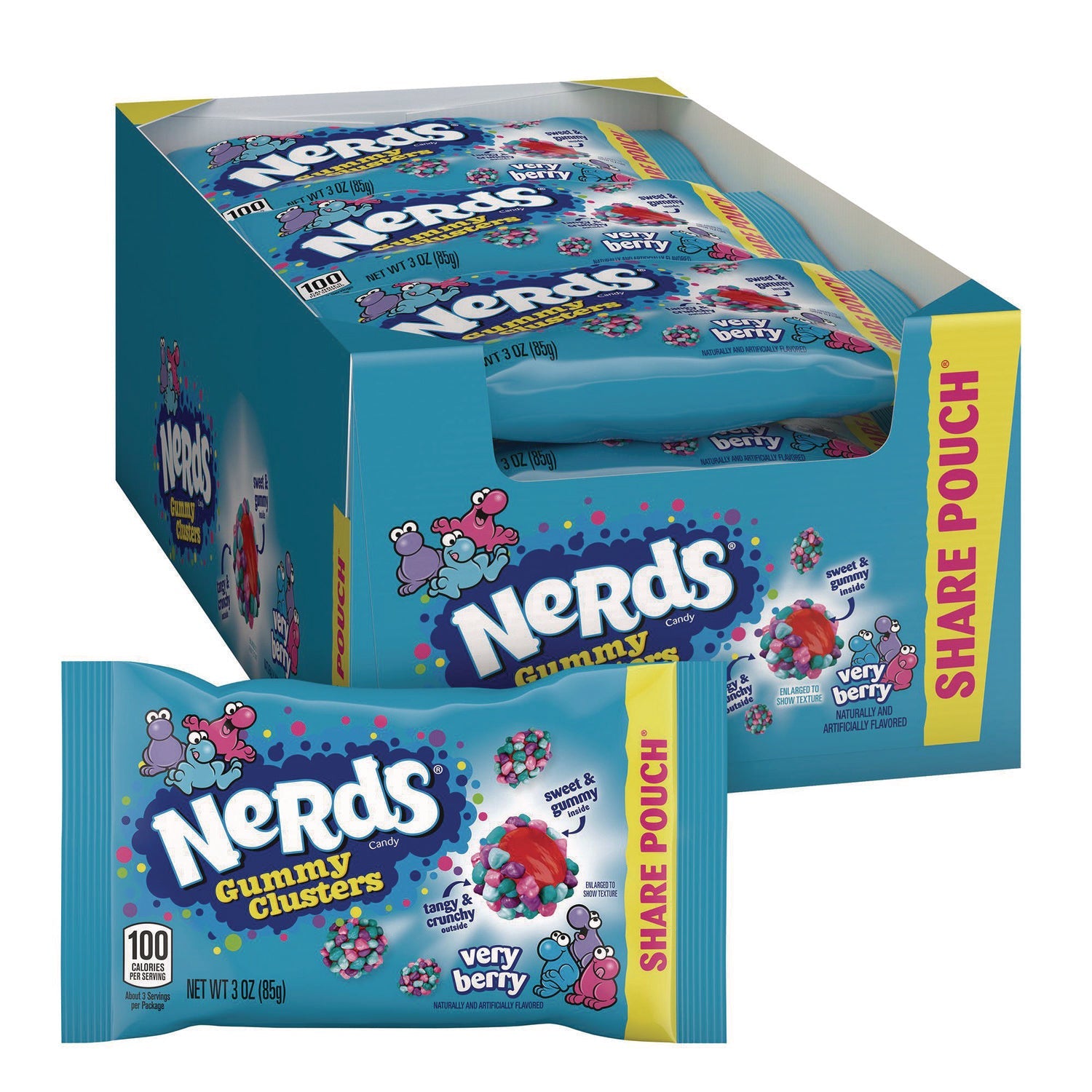 NERDS® Very Berry Clusters Share Pack, Berry, 3 oz Packet, 12/Carton