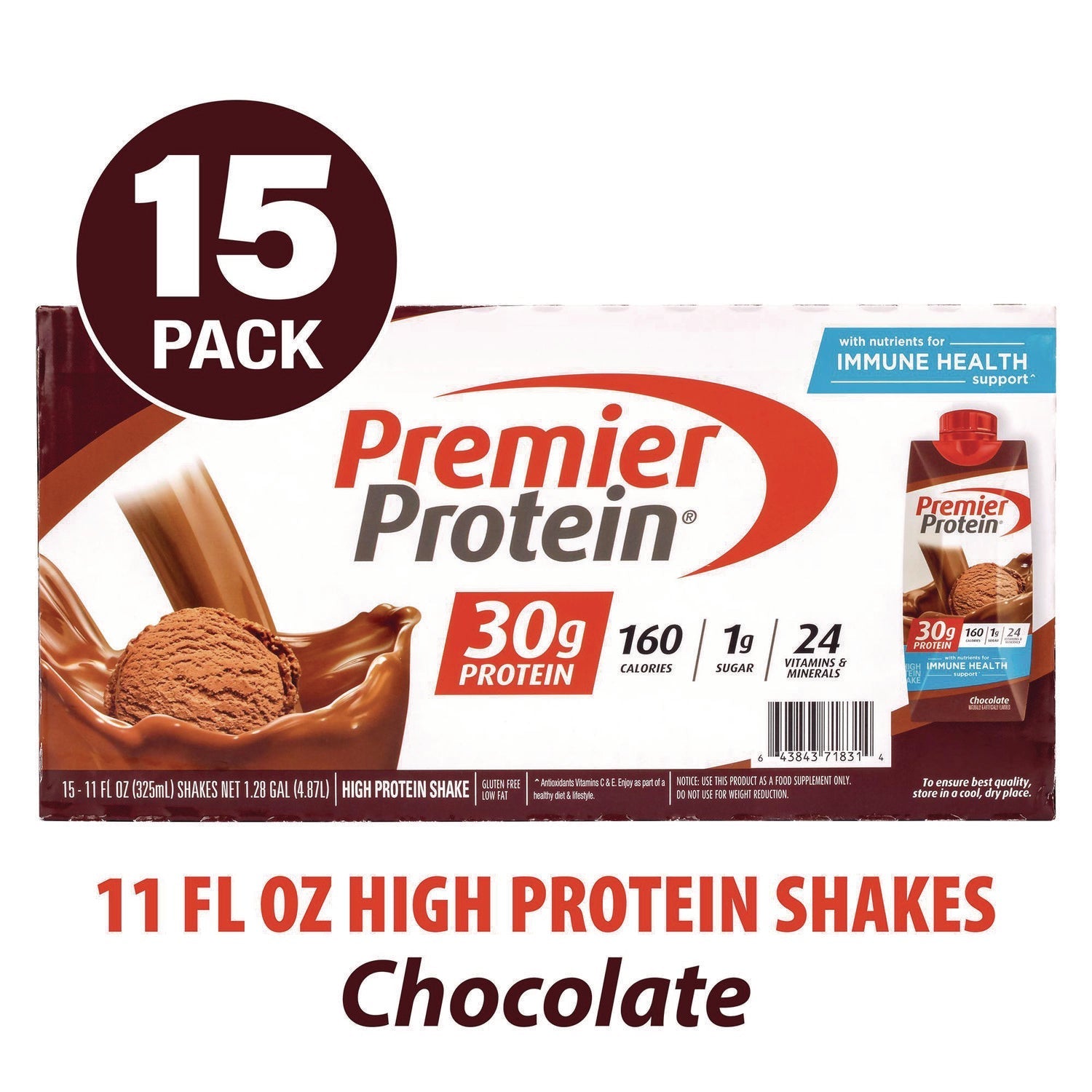 Premier Protein® Chocolate Shake, 11 oz, 15/Carton