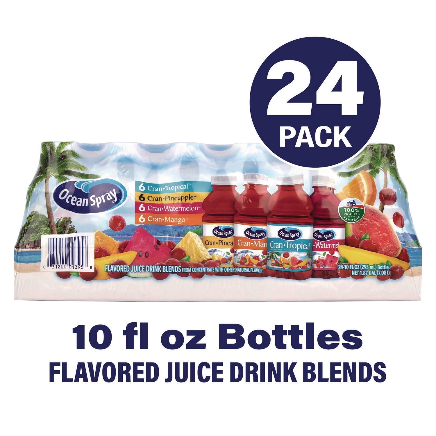 Ocean Spray® Tropical Variety Pack, Assorted Flavors, 10 oz Bottle, 24/Carton