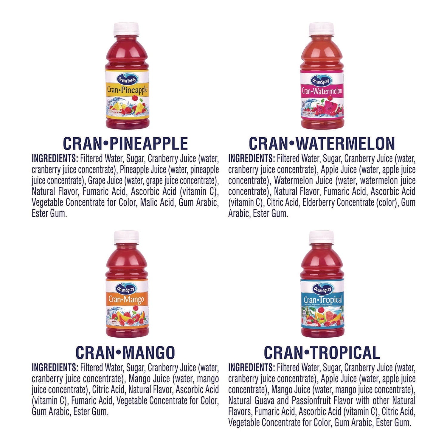 Ocean Spray® Tropical Variety Pack, Assorted Flavors, 10 oz Bottle, 24/Carton