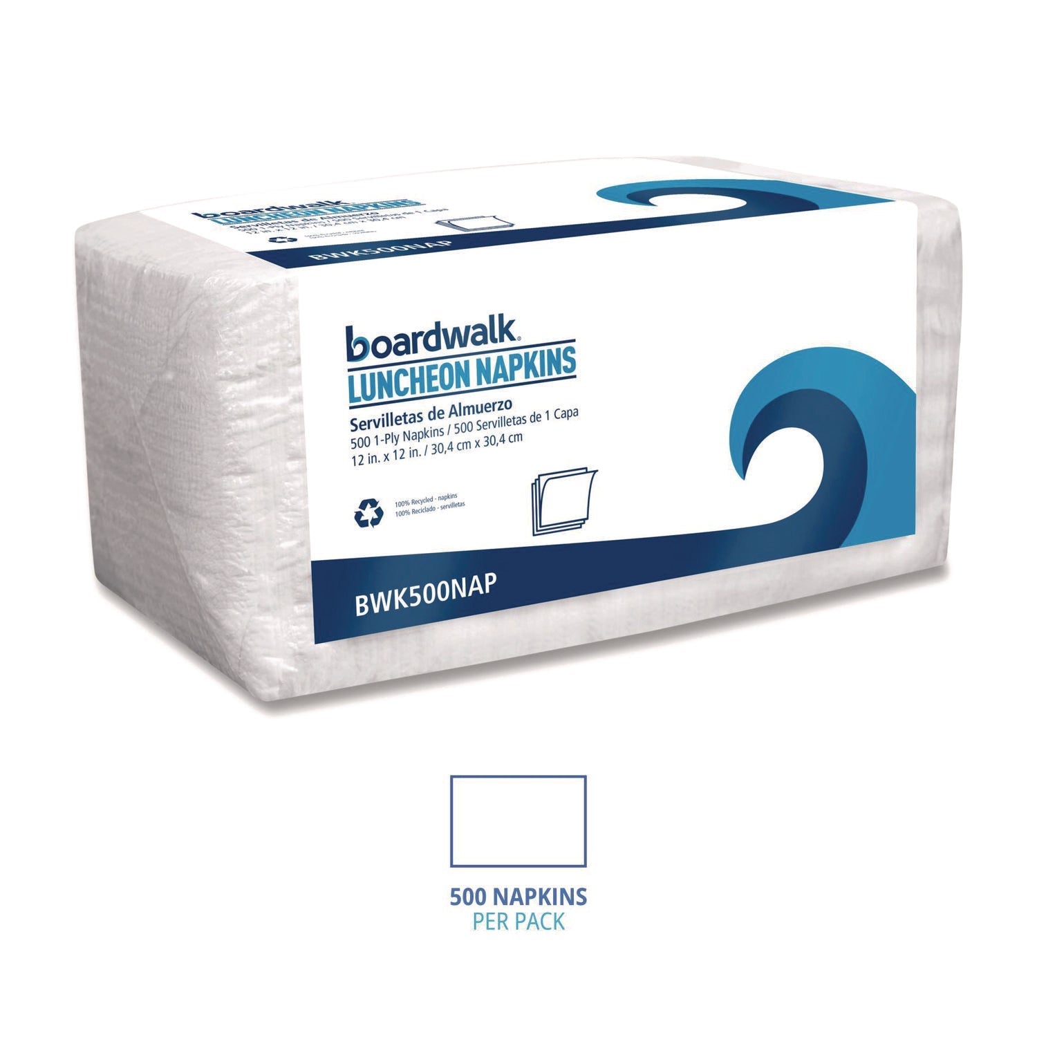 Boardwalk® 1/4-Fold Lunch Napkins, 1-Ply, 12" x 12", White, 500/Pack