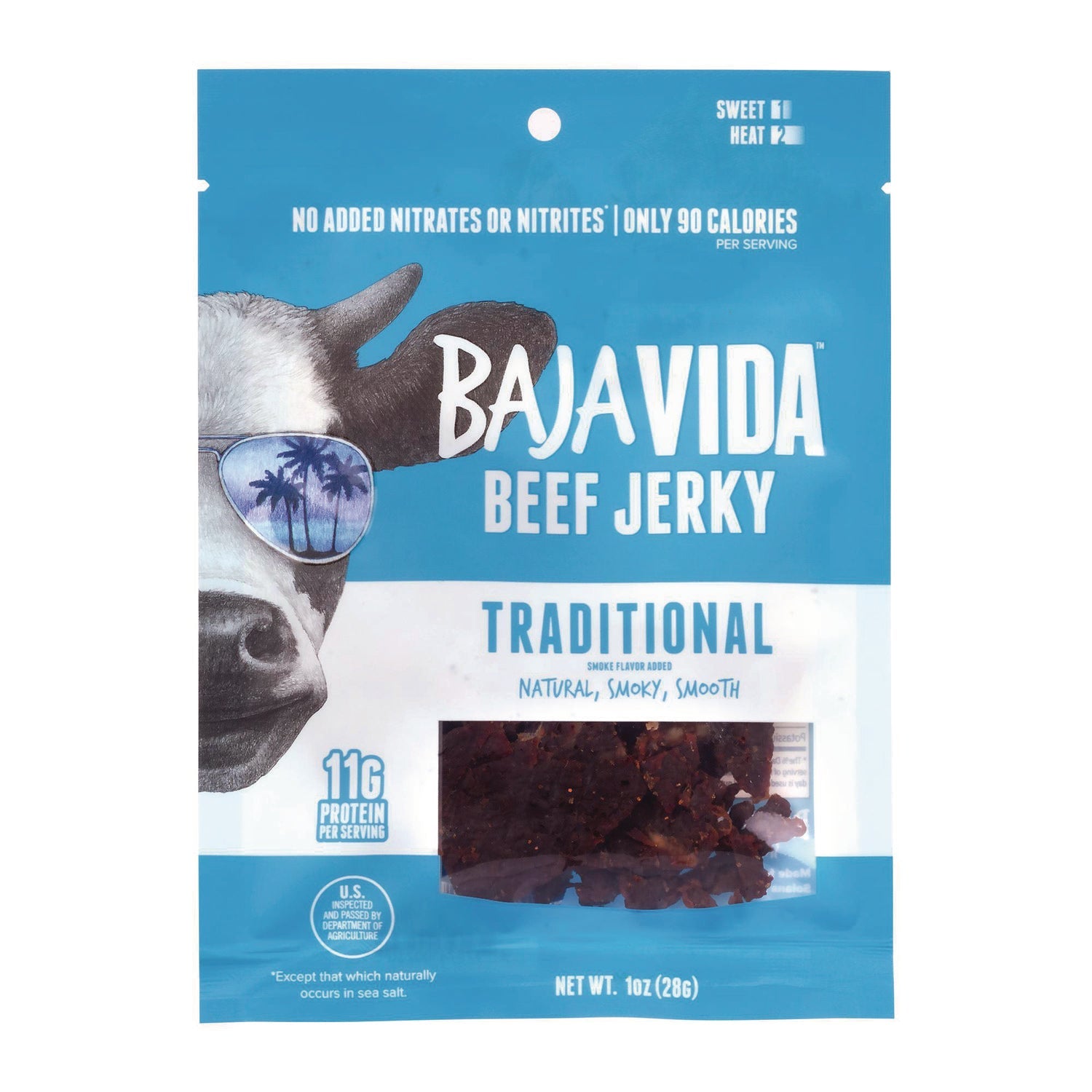 Baja Jerky Beef Jerky Traditional Snack Pack, Original, 1 oz Packet, 12/Carton - Bloom Skins