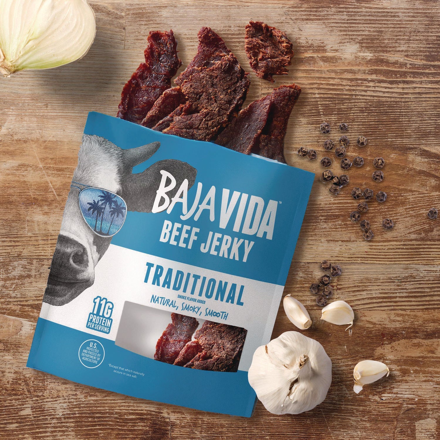 Baja Jerky Beef Jerky Traditional Snack Pack, Original, 1 oz Packet, 12/Carton - Bloom Skins