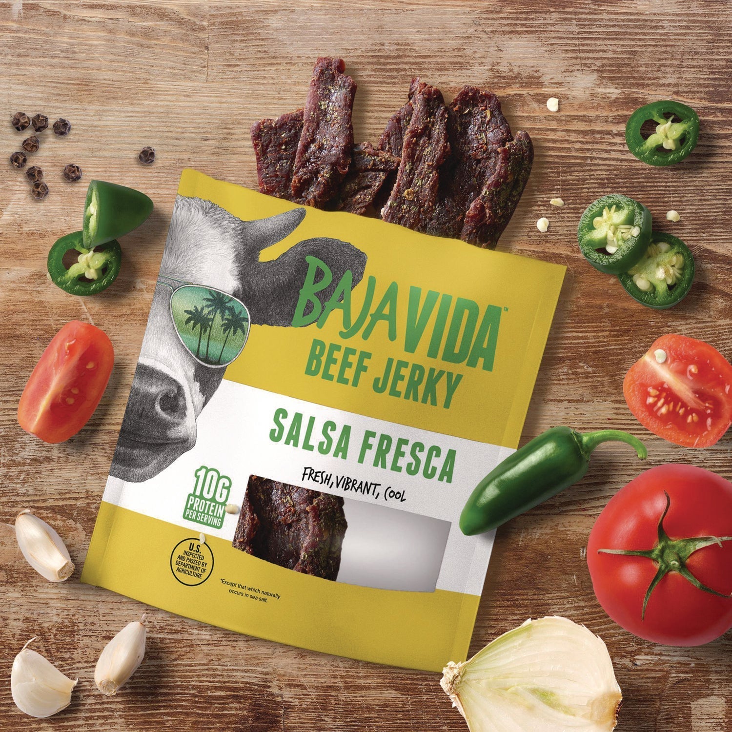 Baja Jerky Beef Jerky Salsa Fresca Snack Pack, Salsa Fresca, 1 oz Packet, 12/Carton