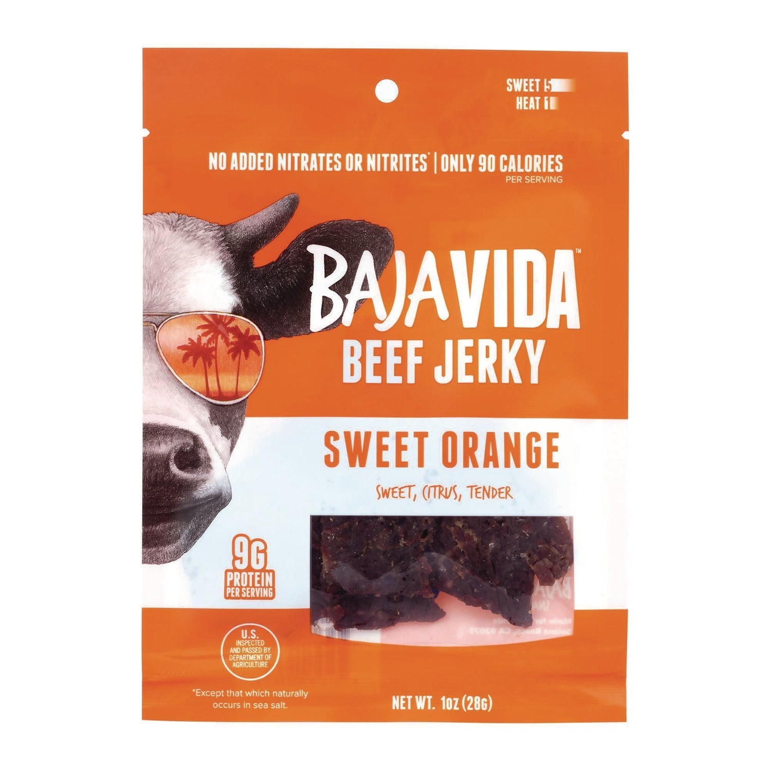 Baja Jerky Beef Jerky Sweet Orange Snack Pack, Sweet Orange, 1 oz Packet, 12/Carton