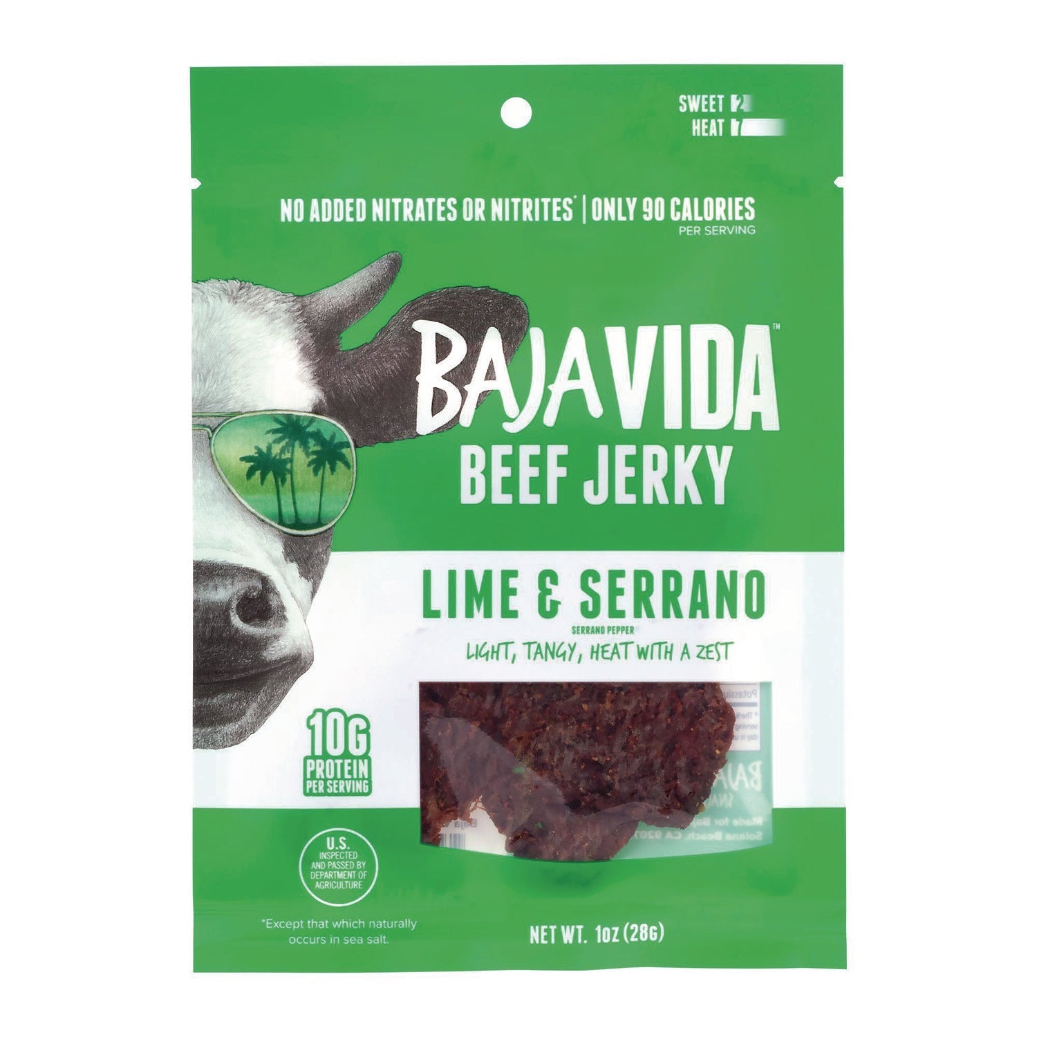 Baja Jerky Beef Jerky Lime and Serrano Pepper Snack Pack, Lime and Serrano Pepper, 1 oz Packet, 12/Carton