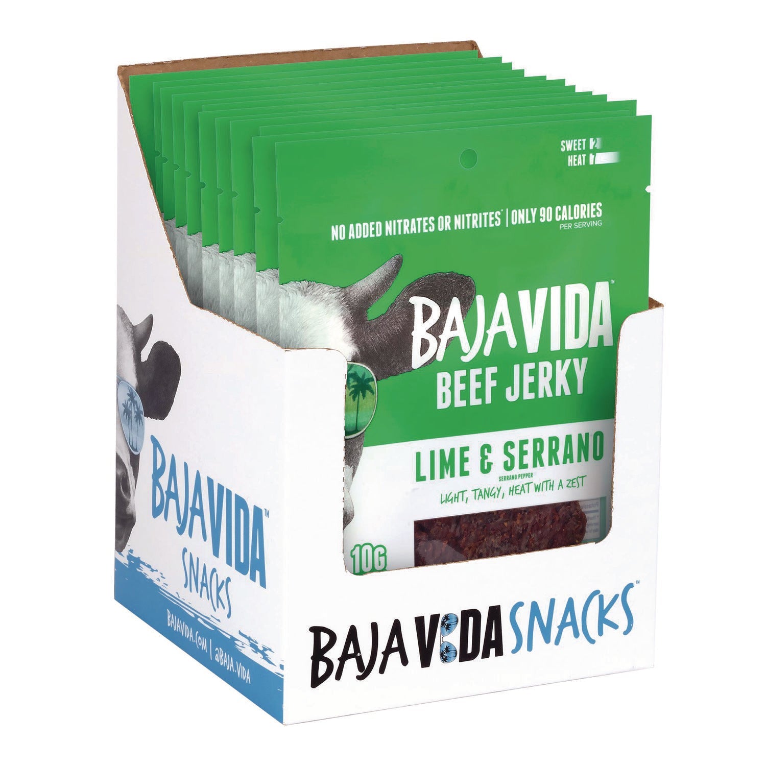 Baja Jerky Beef Jerky Lime and Serrano Pepper Snack Pack, Lime and Serrano Pepper, 1 oz Packet, 12/Carton