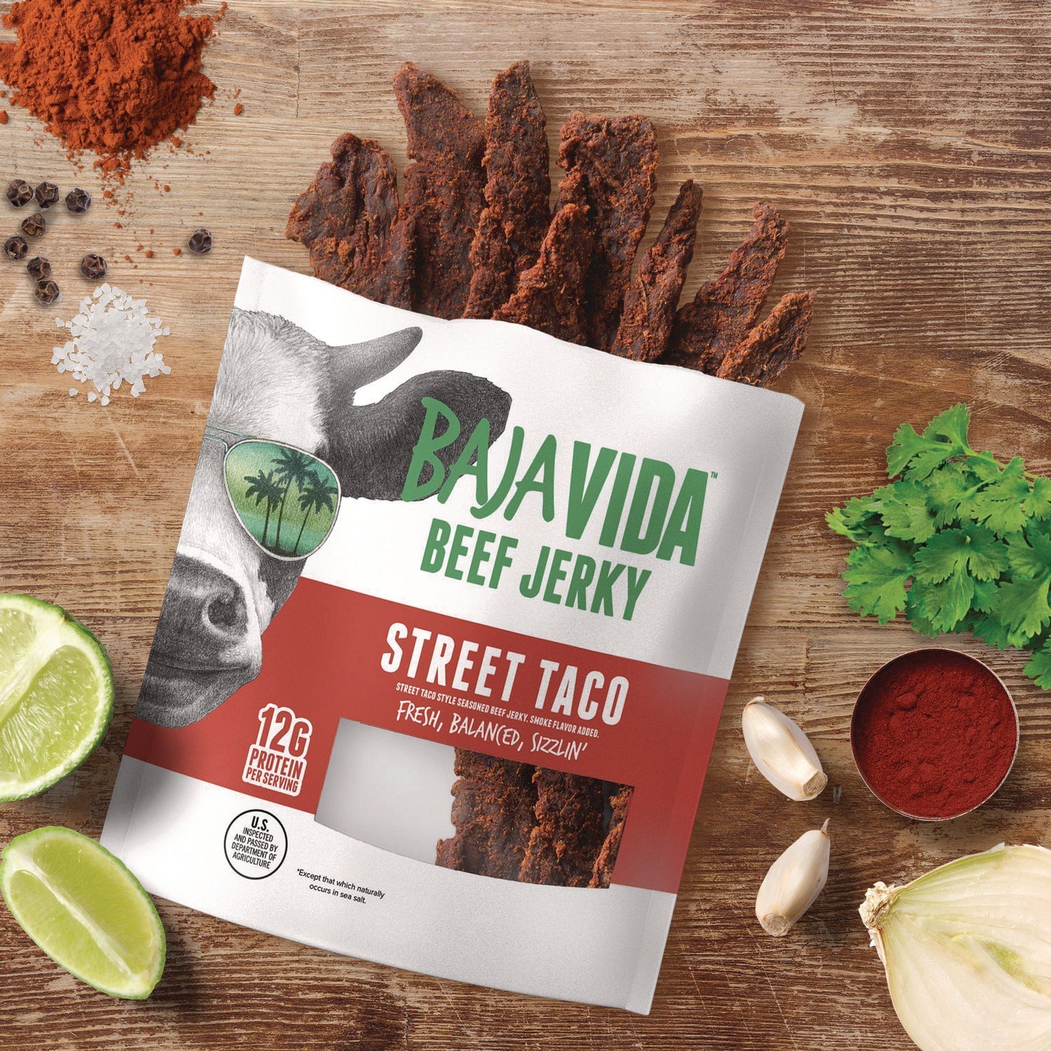 Baja Jerky Beef Jerky Street Taco Snack Pack, Street Taco, 1 oz Packet, 12/Carton