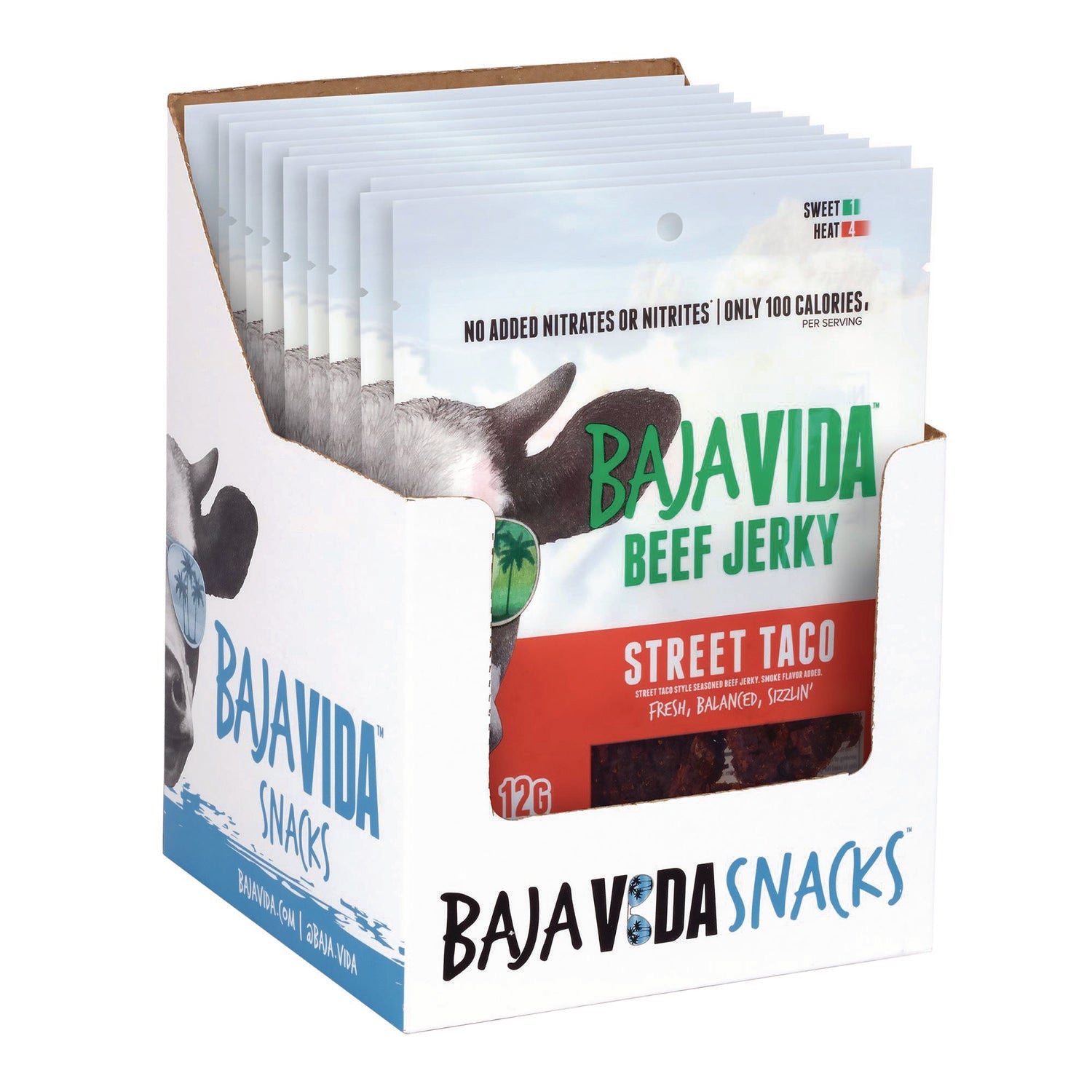 Baja Jerky Beef Jerky Street Taco Snack Pack, Street Taco, 1 oz Packet, 12/Carton