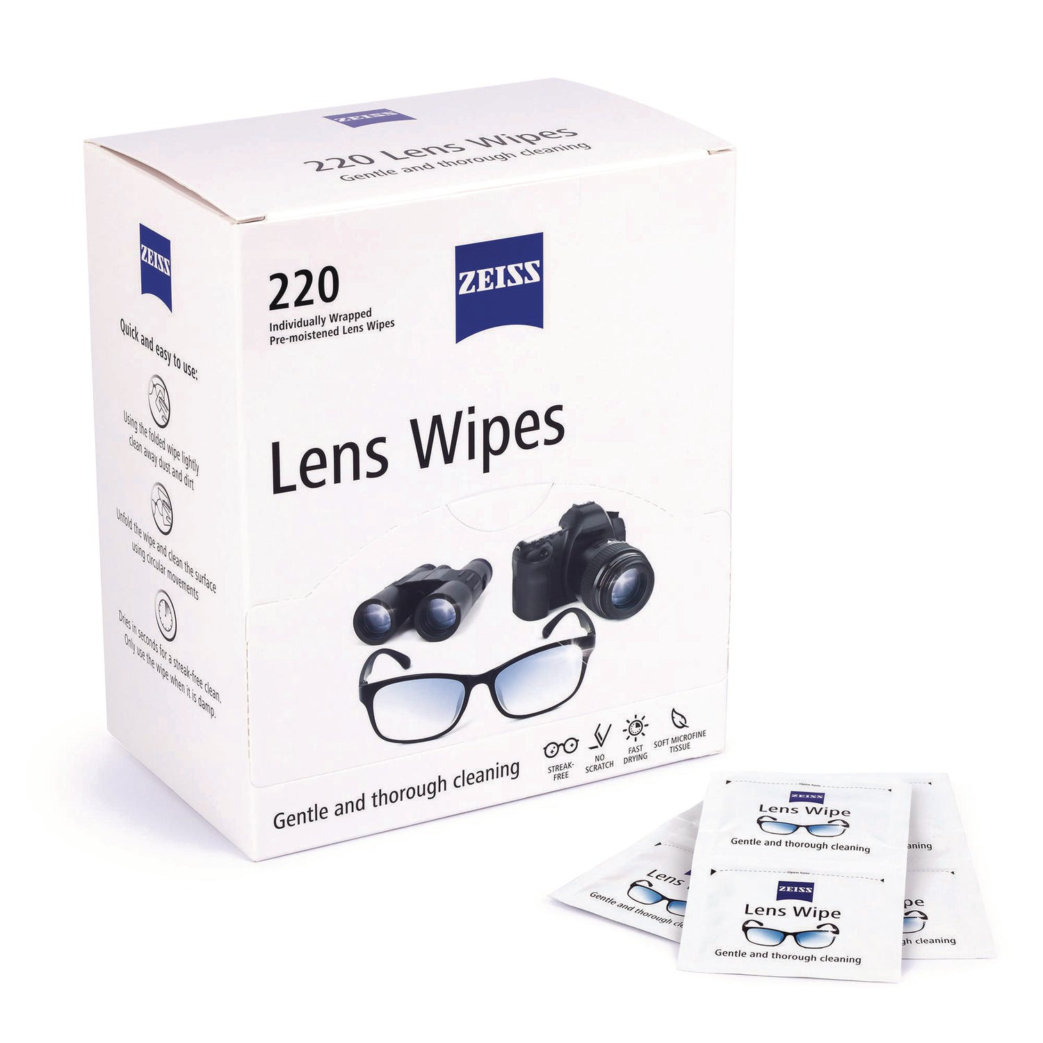 ZEISS Lens Wipes, 6 x 5, 220/Carton - Bloom Skins