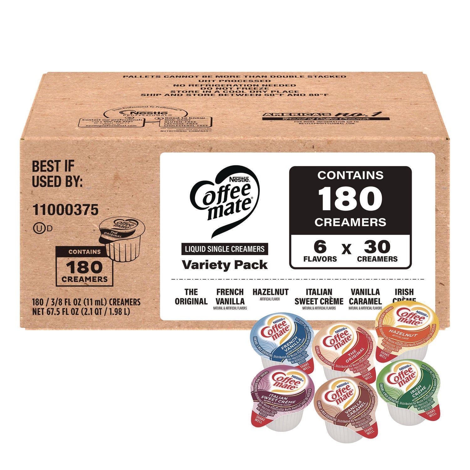 Coffee mate® Variety Pack, Assorted Flavors, 0.38 oz Mini Cups, 180/Carton - Bloom Skins