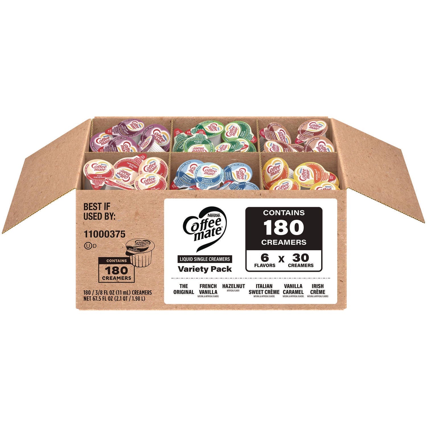 Coffee mate® Variety Pack, Assorted Flavors, 0.38 oz Mini Cups, 180/Carton - Bloom Skins