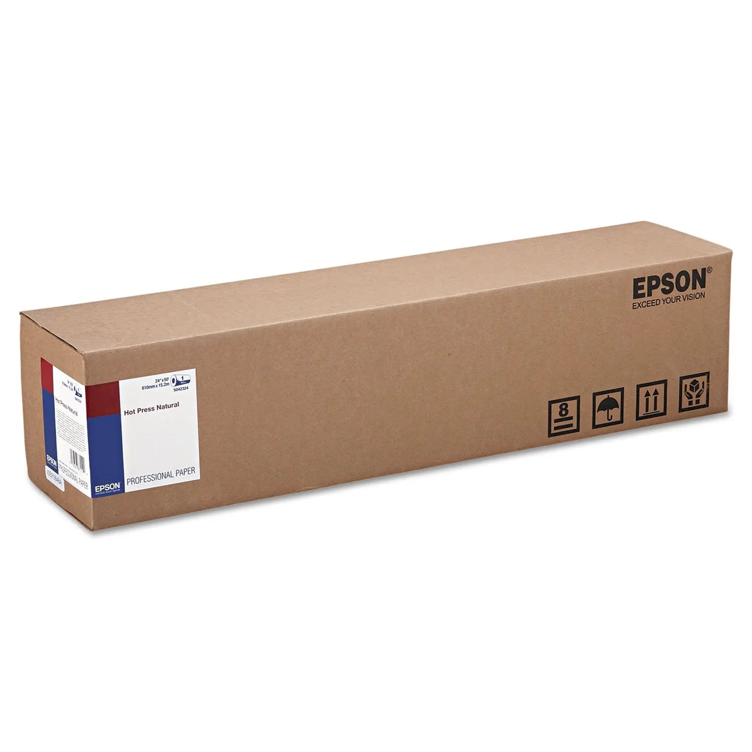 Epson® Hot Press Natural Fine Art Paper Roll, 16 Mil, 24" X 50 Ft, Smooth Matte Natural