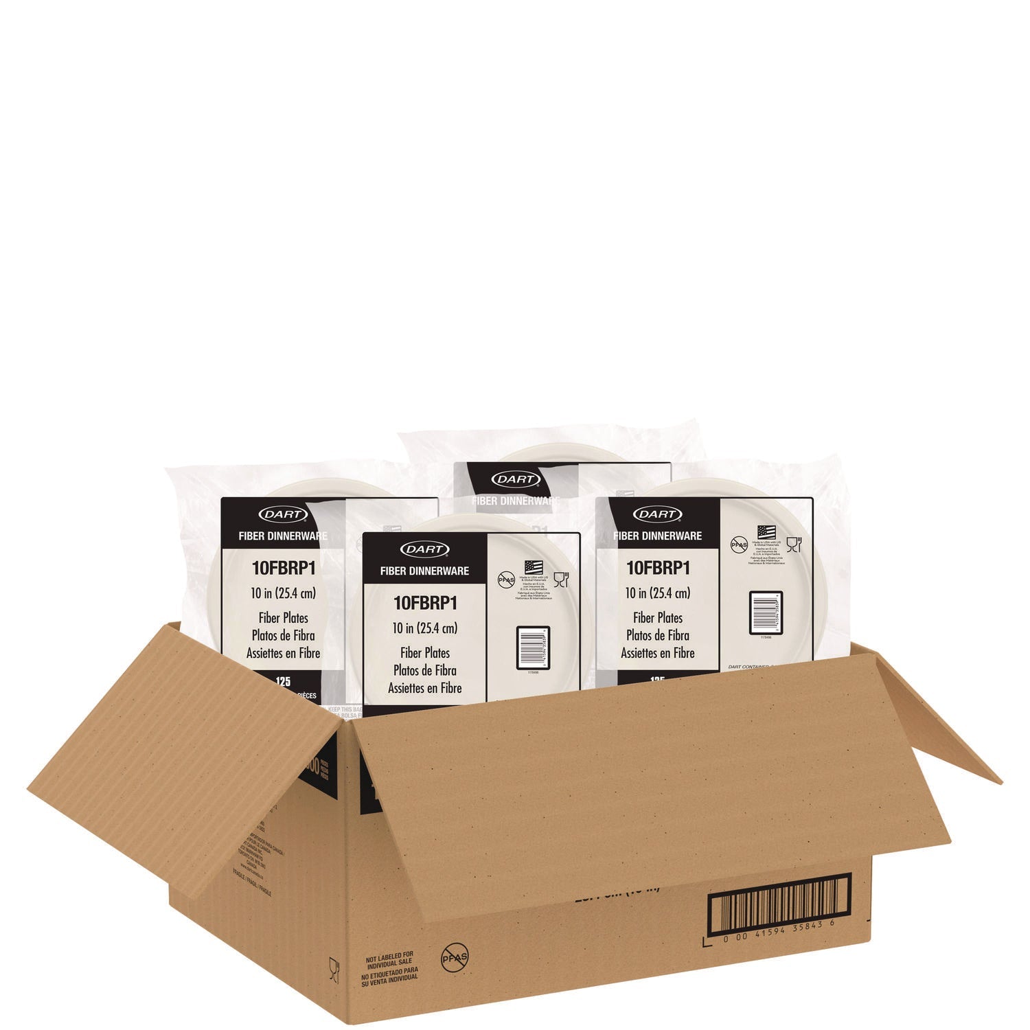 Dart® Compostable Molded Fiber Dinnerware, ProPlanet Seal, Plate, 10.2" dia, Natural, 500/Carton