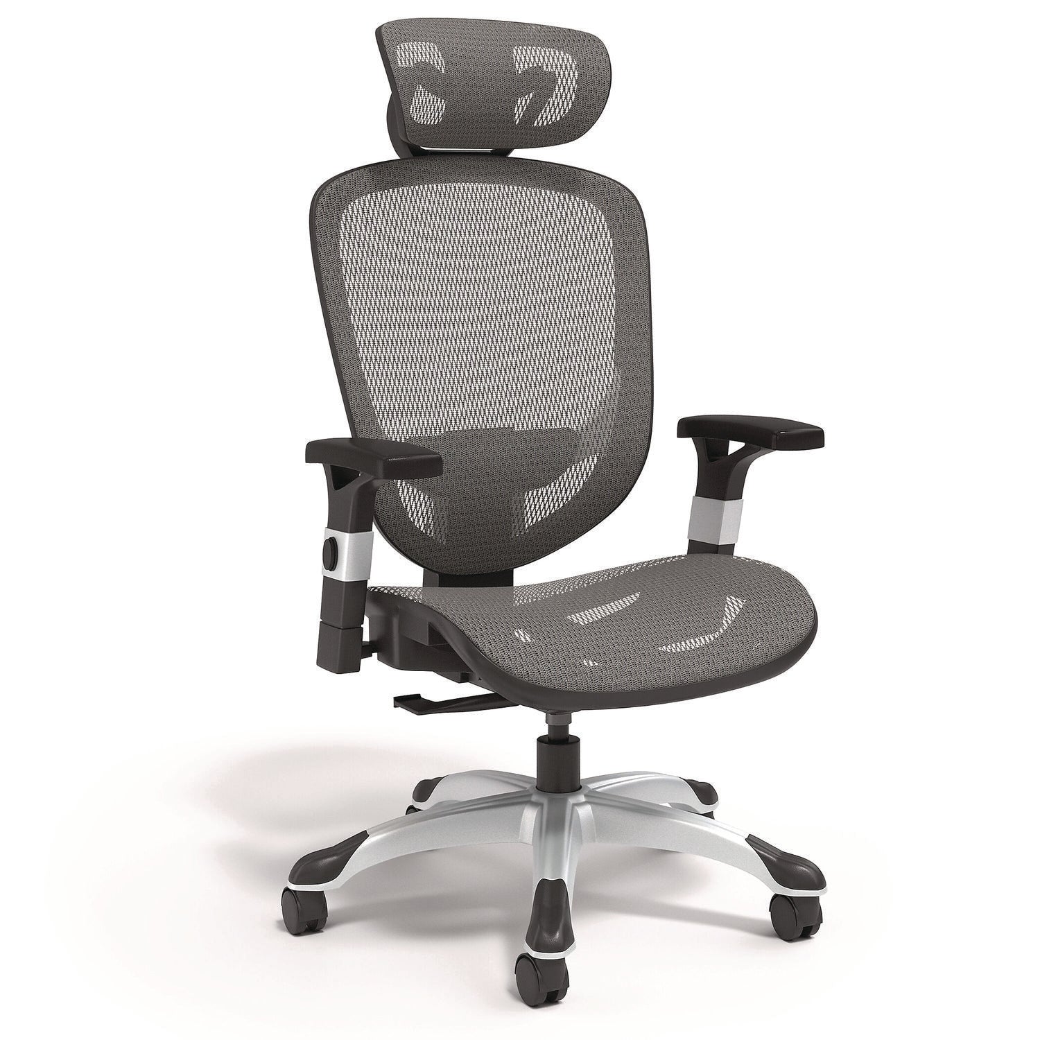 Alera® Minerva Ergonomic Mesh Swivel Task Chair, Supports Up to 275 lb, 17.24 to 20.98 Seat Height, Gray Seat/Back, Silver Base