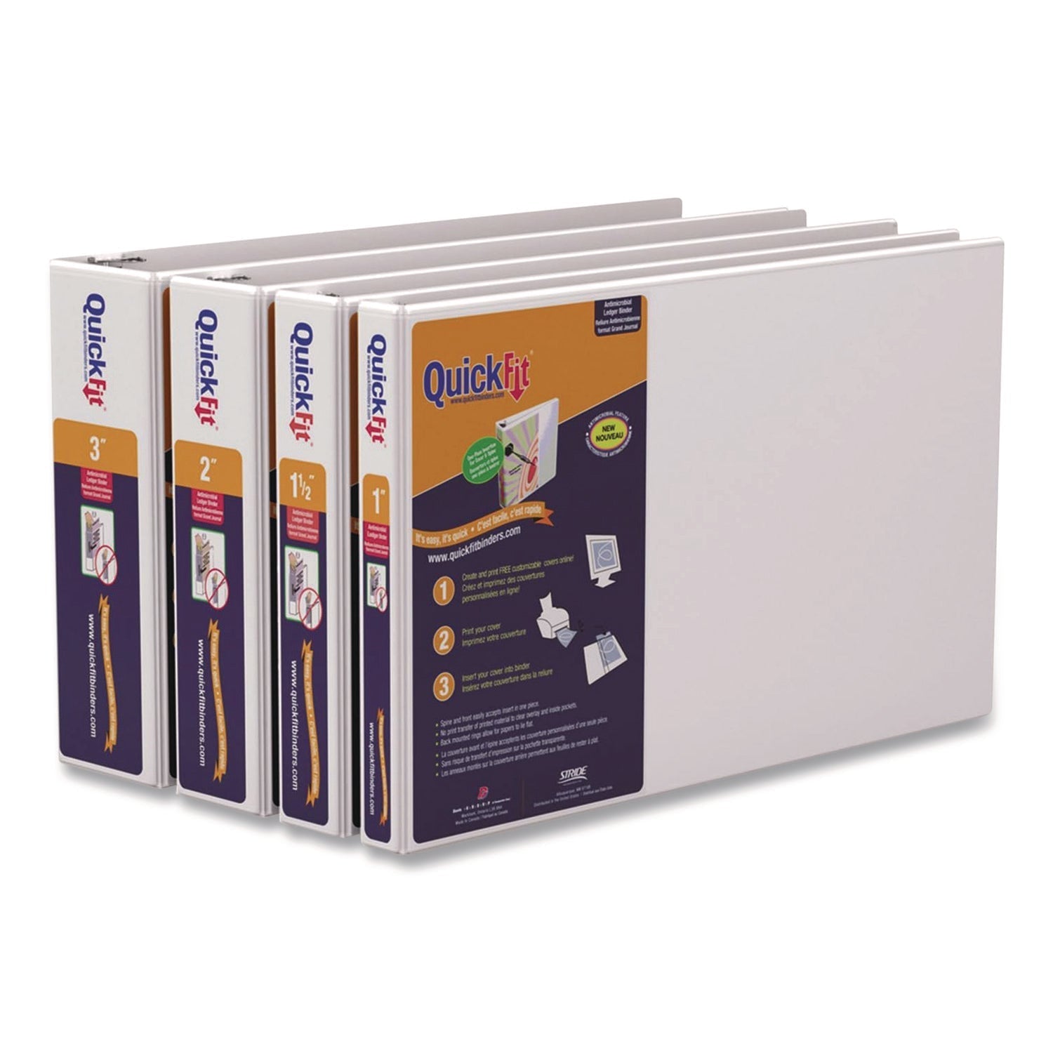 Stride Quickfit Ledger D-Ring View Binder, 3 Rings, 1" Capacity, 11 X 17, White - Bloom Skins