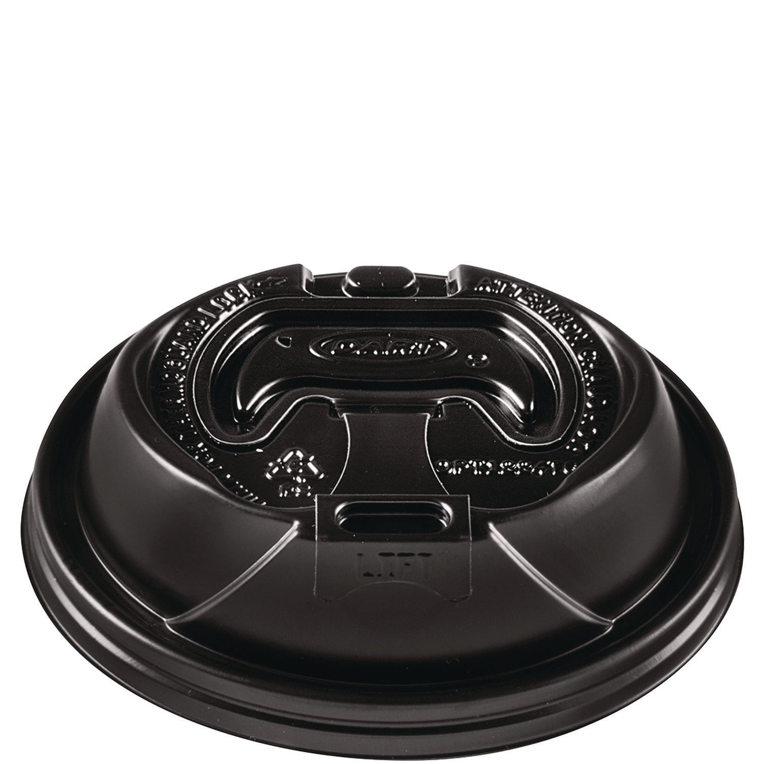 Dart® Optima Reclosable Lids for Hot Paper Cups, Fits 12 oz to 24 oz Hot Cups, Plastic, Black, 1,200/Carton