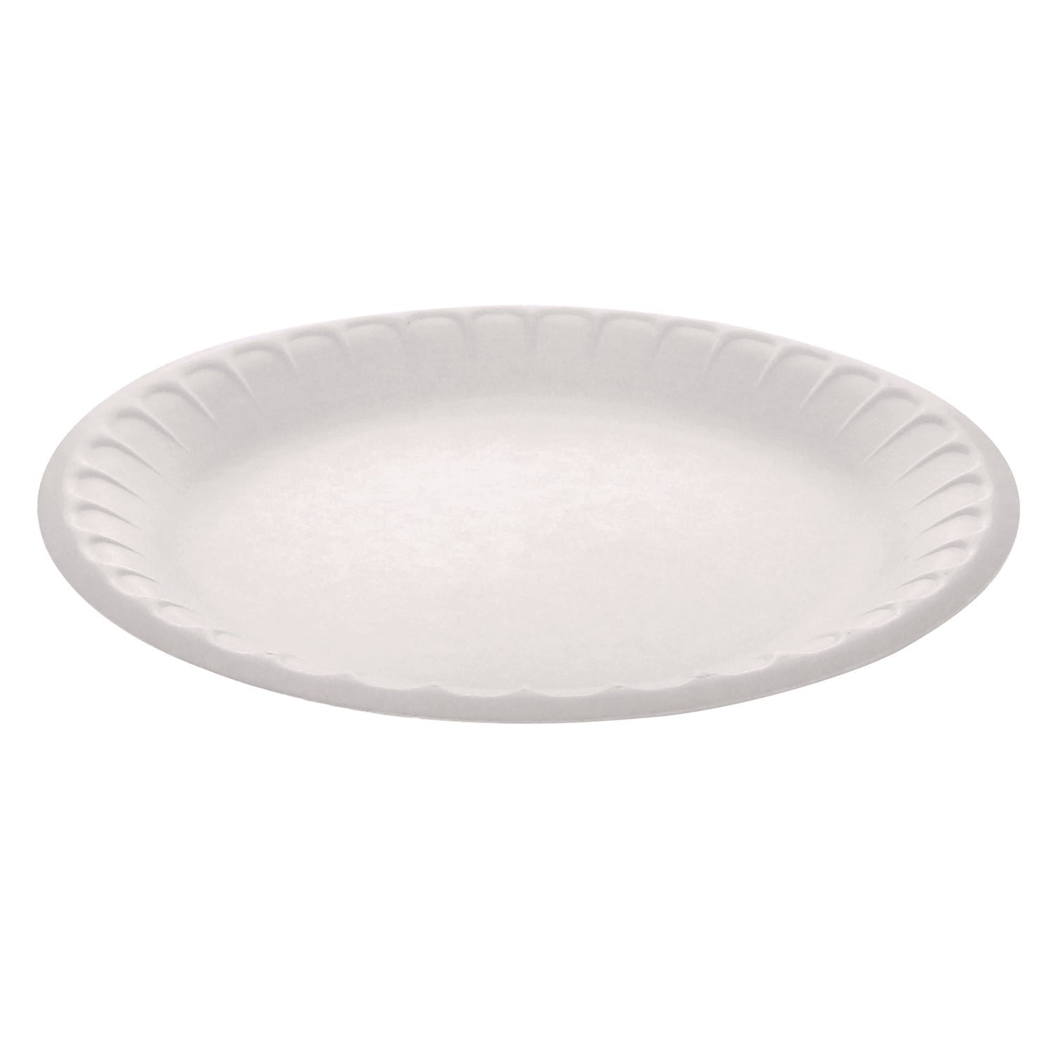 Pactiv Evergreen Placesetter Satin Non-Laminated Economy Foam Dinnerware, Plate, 9" dia, White, 500/Carton