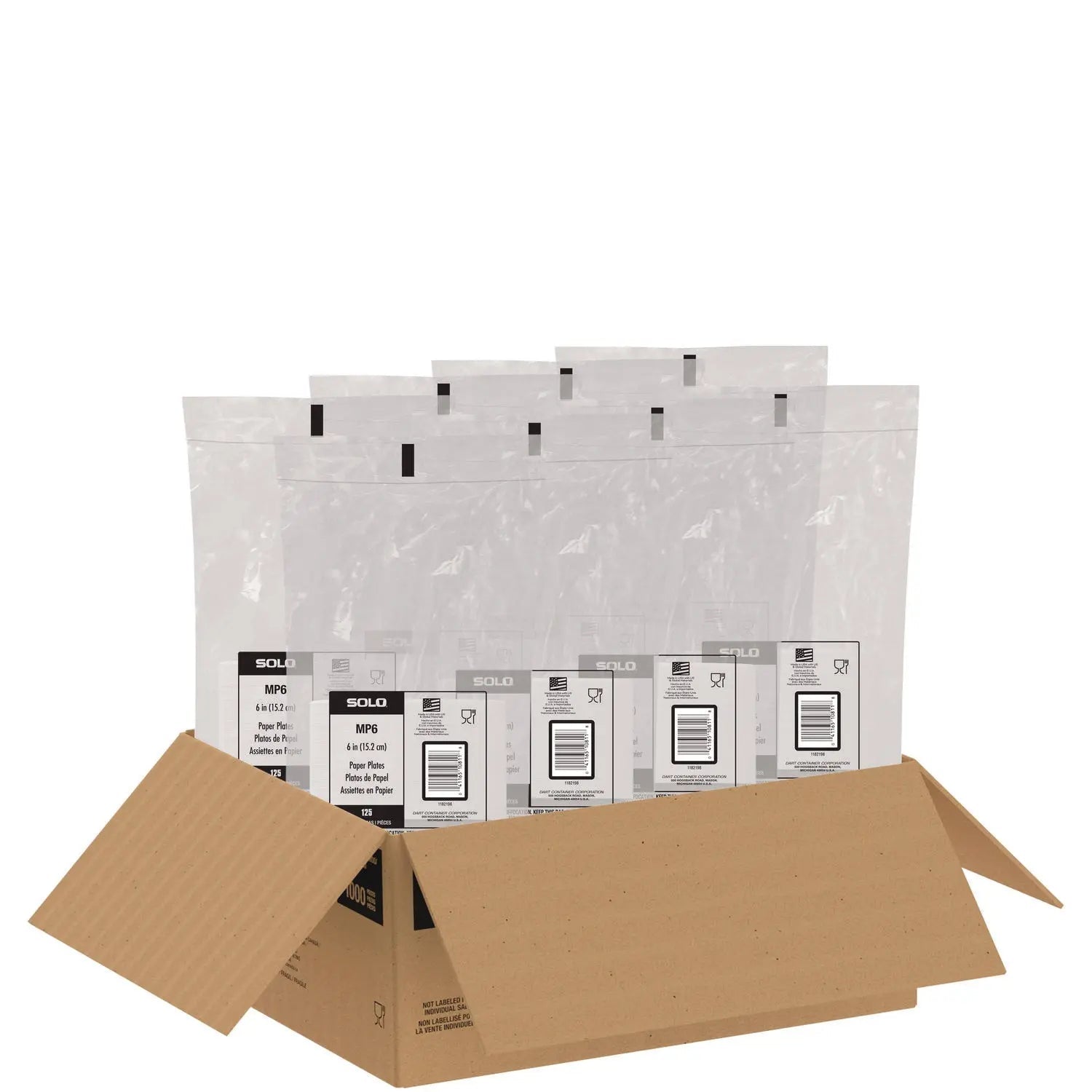 SOLO® Compostable Paper Dinnerware, ProPlanet Seal, Plate, 6" dia, White, 1,000/Carton