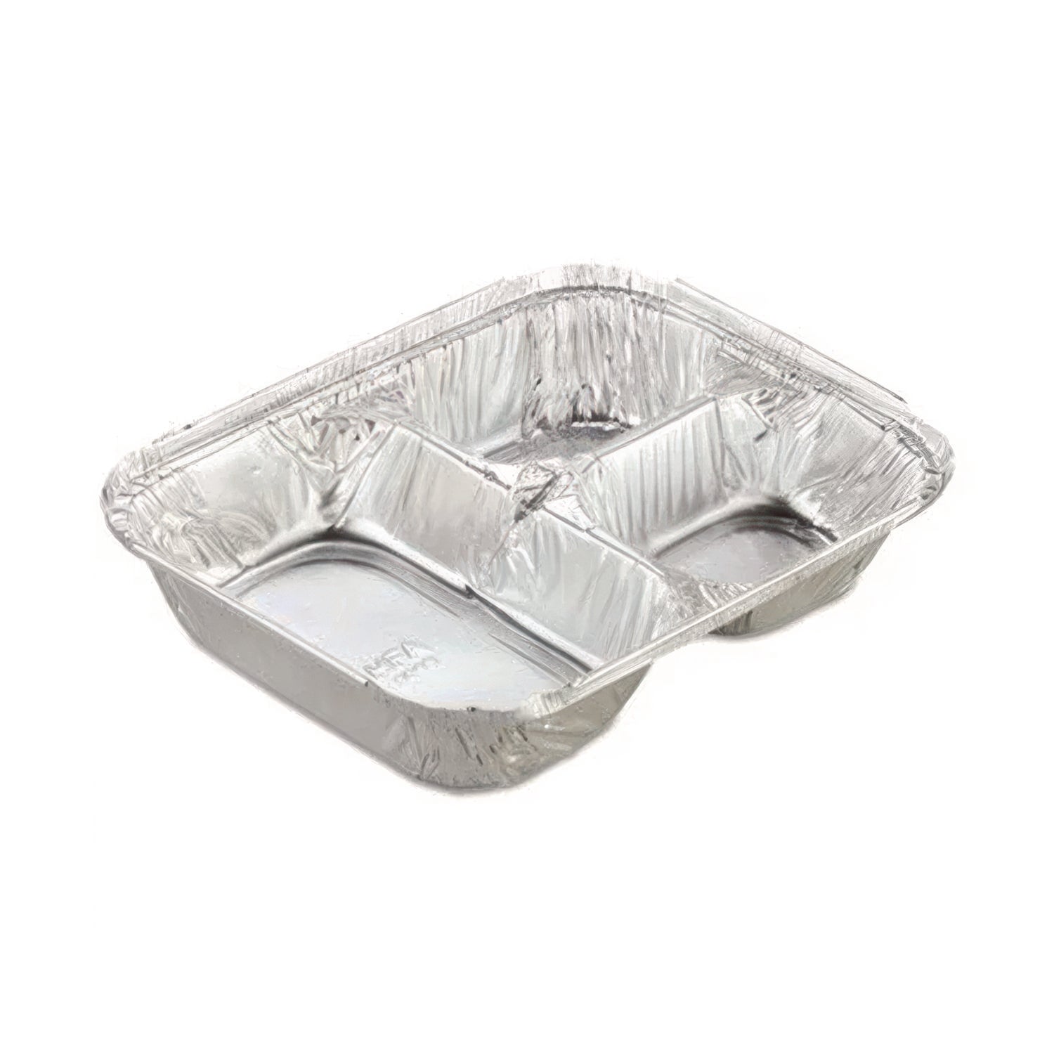 HFA® Aluminum Oblong Container with Lid, 3 Compartments, 24 oz, 8.5 x 6.38 x 1.47, Silver, 500/Carton