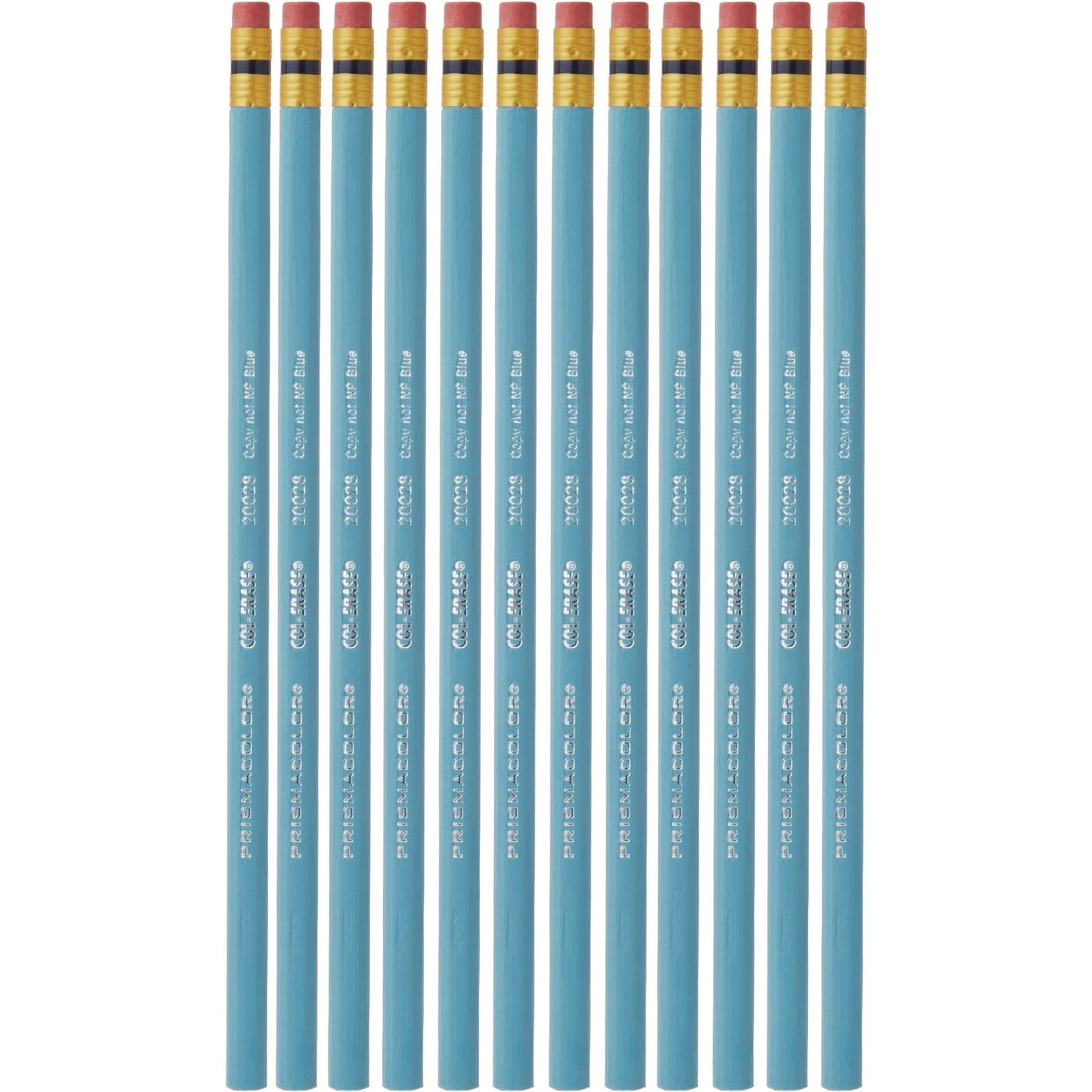 Prismacolor® Col-Erase Pencil with Eraser, 0.7 mm, 2B, Non-Photo Blue Lead, Non-Photo Blue Barrel, Dozen