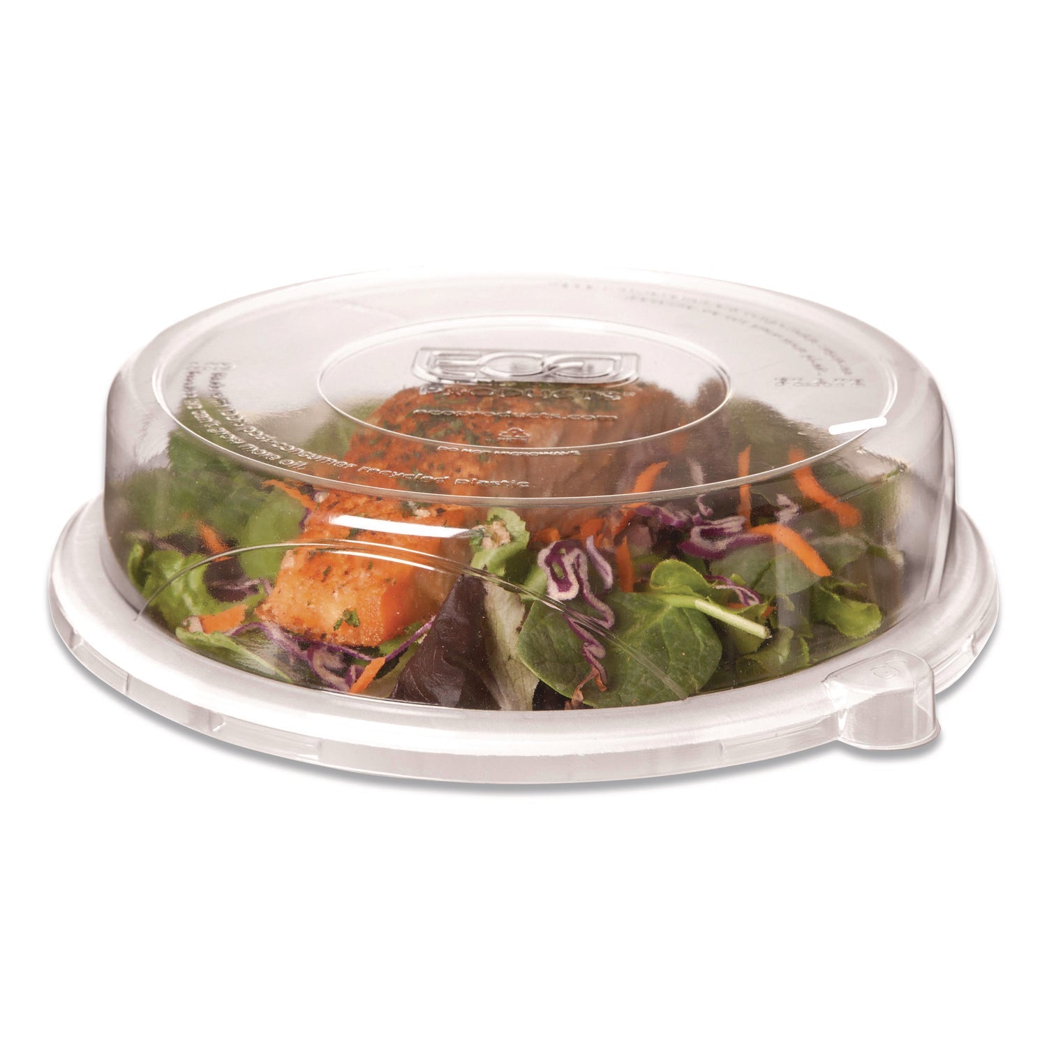 Eco-Products® 100% Recycled Content Round Plate Lids, Plastic, 9" dia x 1.5" h, Clear, 300/Carton