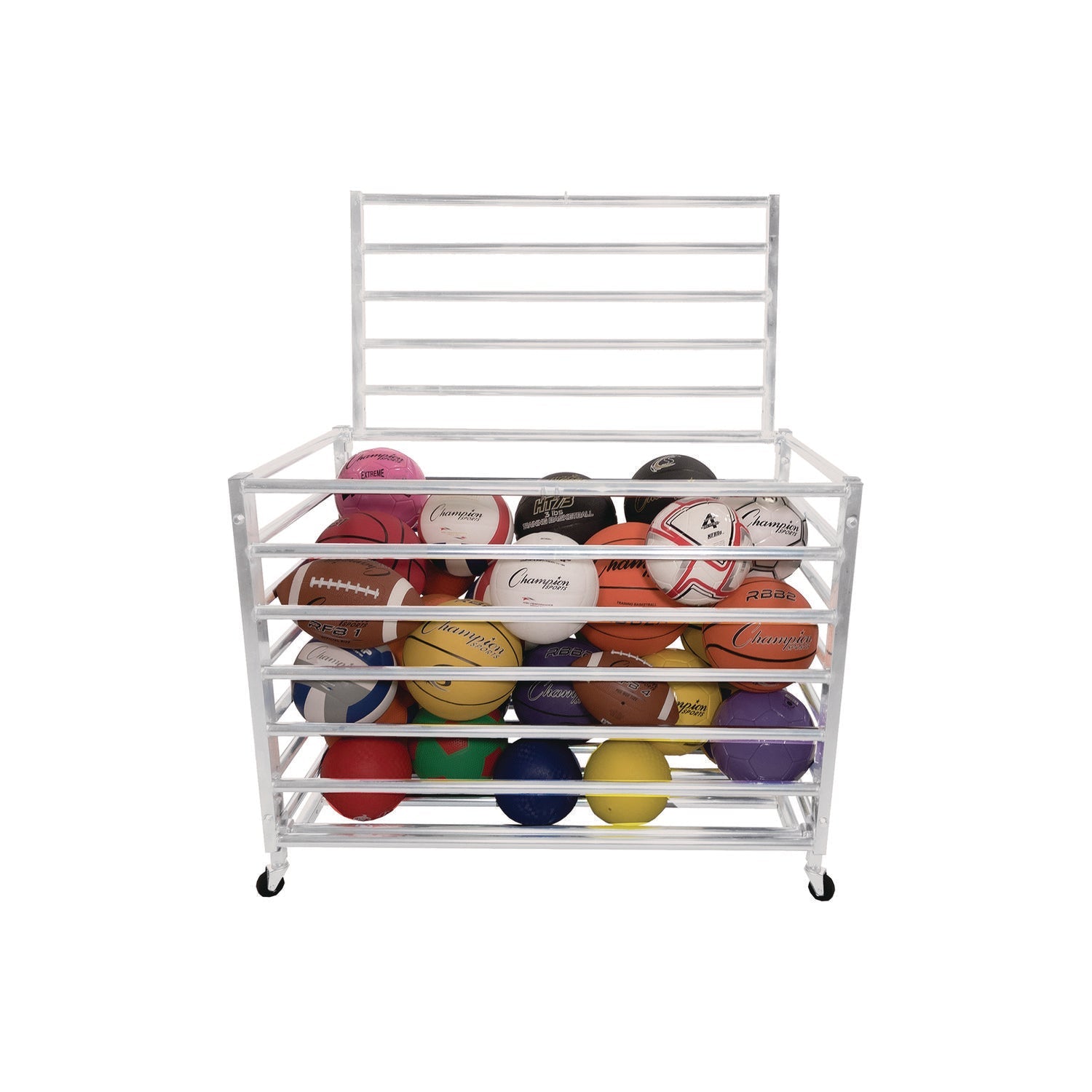 Champion Sports Economy Locking Ball Carrier, Metal, 264 lb Capacity, 23" x 45" x 32", White