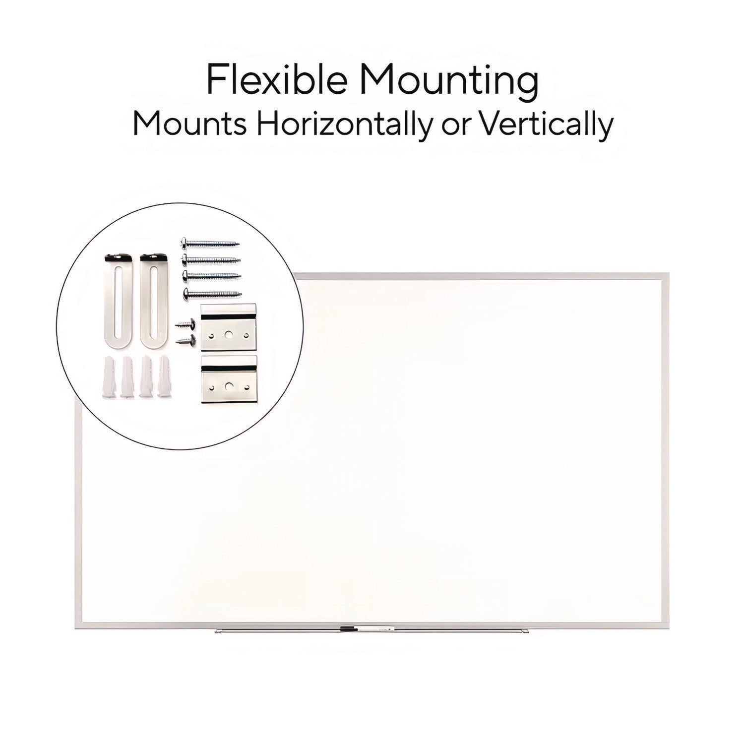 TRU RED™ Melamine Dry Erase Board, 60" x 36", White Surface, Gray/Natural Aluminum Frame