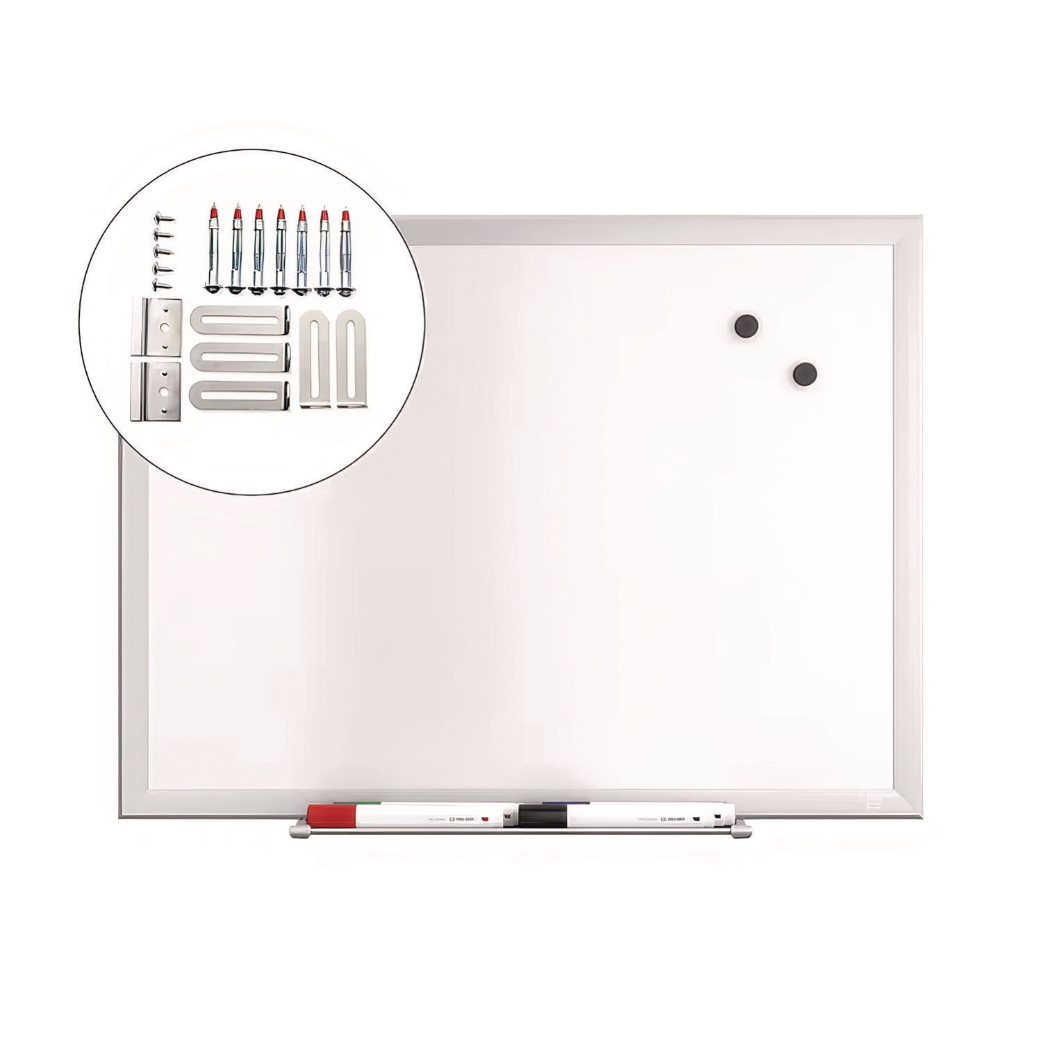 TRU RED™ Magnetic Steel Dry Erase Board, 18" x 24", White Surface, Gray/Natural Aluminum Frame