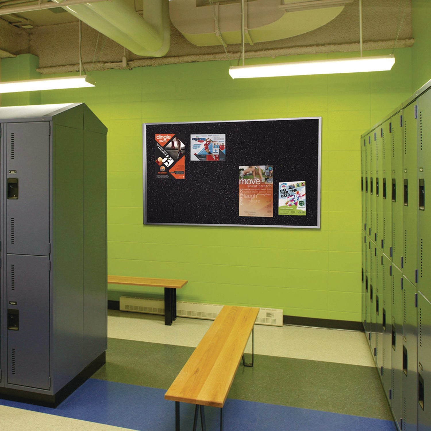 Ghent Recycled Bulletin Board, 87.91 x 48.5, Confetti Surface, Satin Aluminum Frame