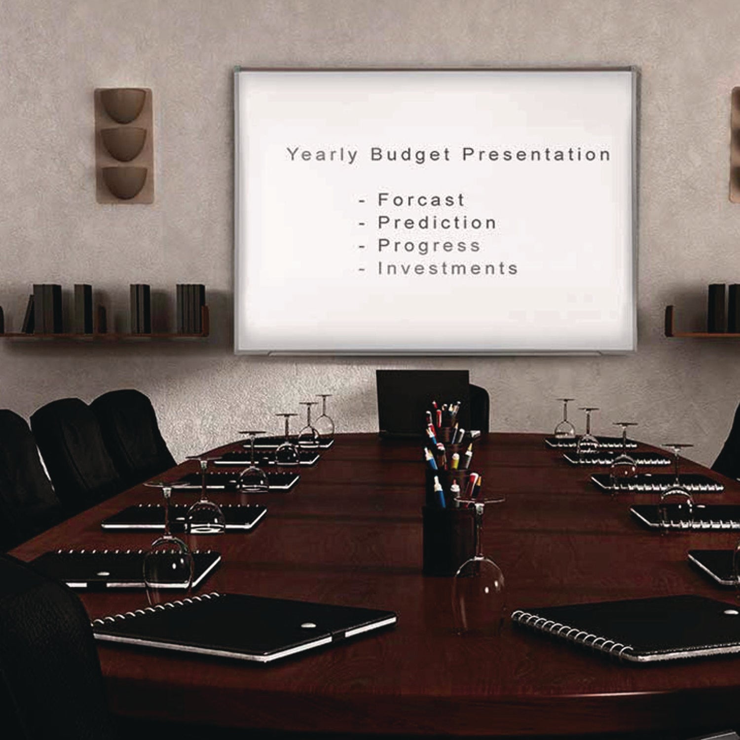 Ghent Proma Projection Magnetic Porcelain Whiteboard, 87.91" x 48.5", White Surface, Satin Aluminum Frame - Bloom Skins