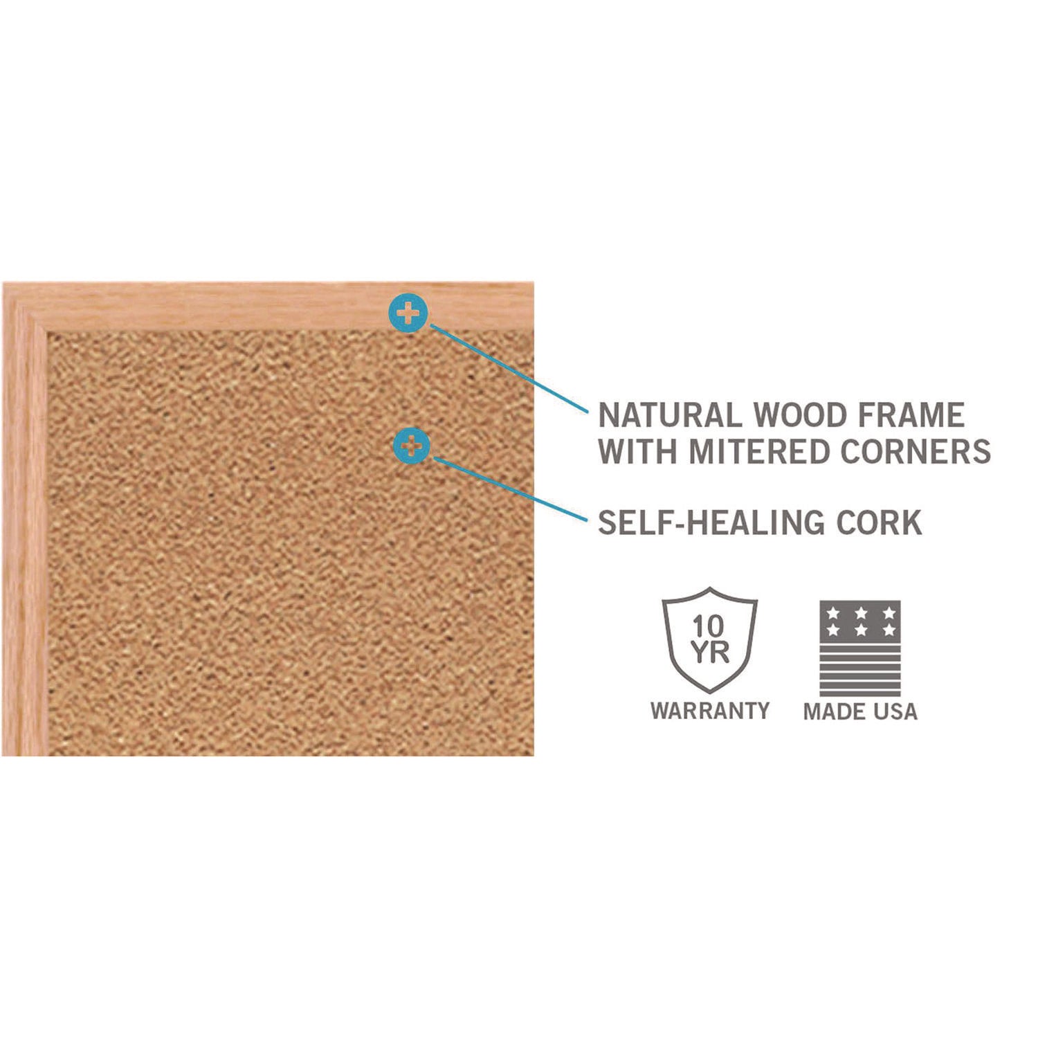 Ghent Natural Cork Bulletin Board with Wood Frame, 87.94" x 48.5", Tan Surface, Natural Oak Frame - Bloom Skins