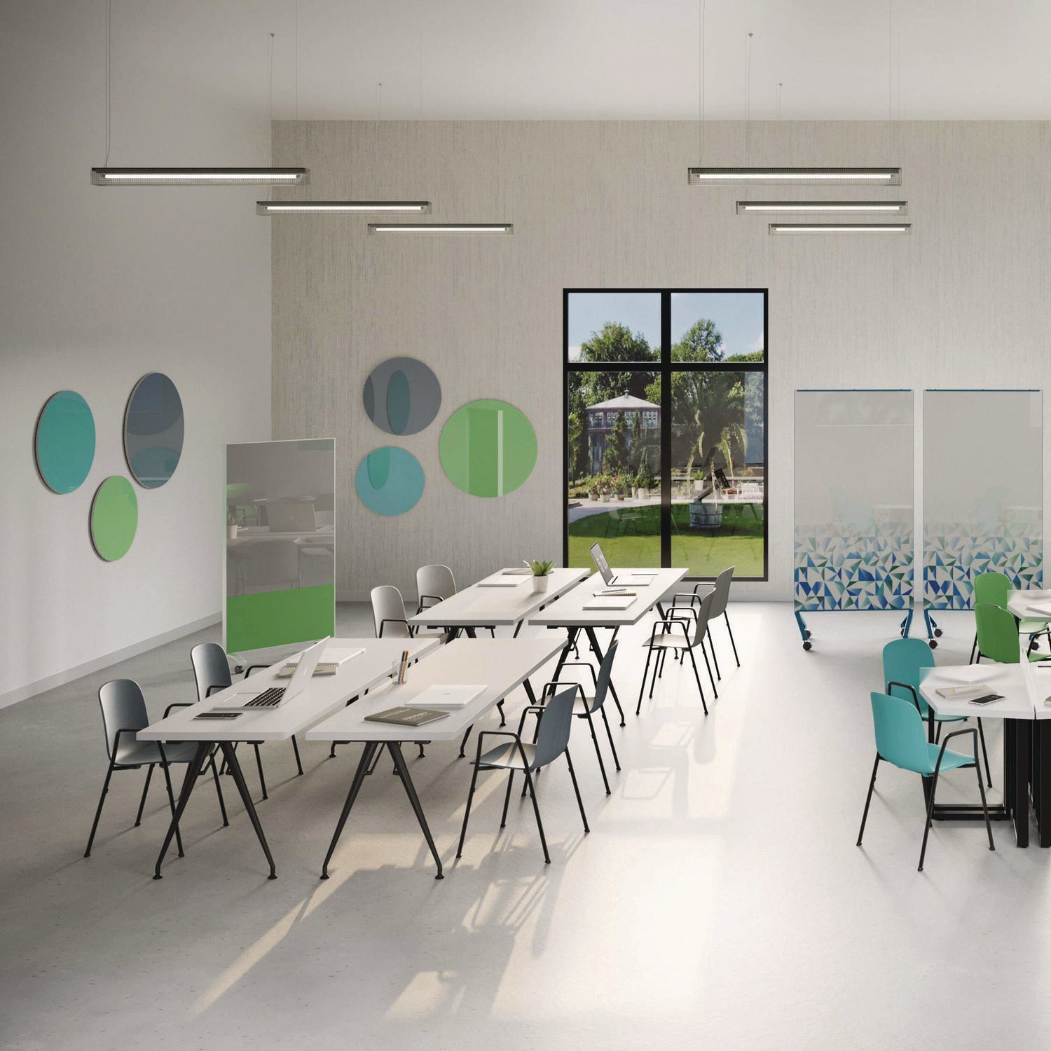 Ghent Coda Low Profile Circular Non-Magnetic Glassboard, 24 x 24, Smoke Surface