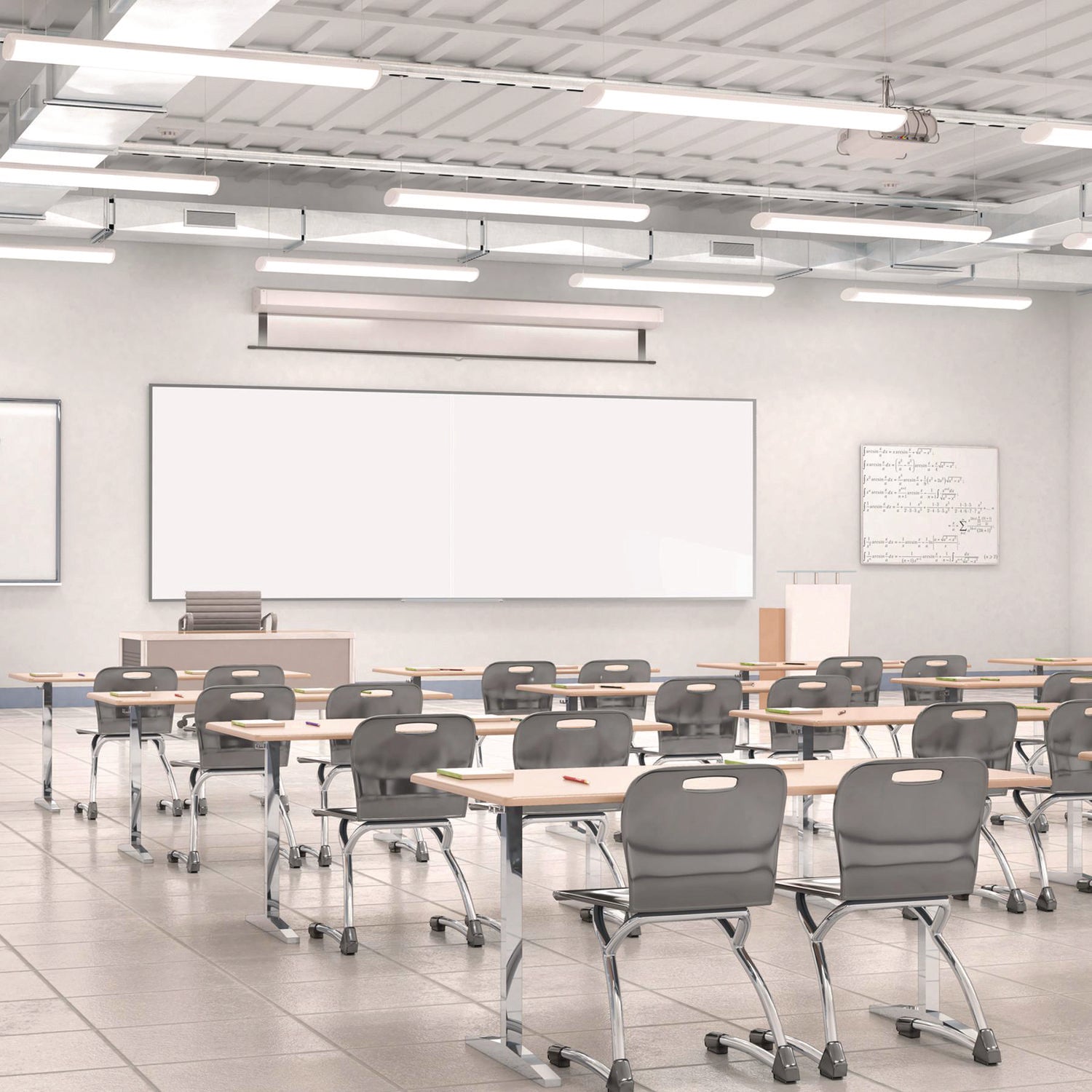 Ghent Two-Piece M2 Non-Magnetic Whiteboard with Aluminum Frame, 120.75" x 48.5", White Surface, Satin Aluminum Frame