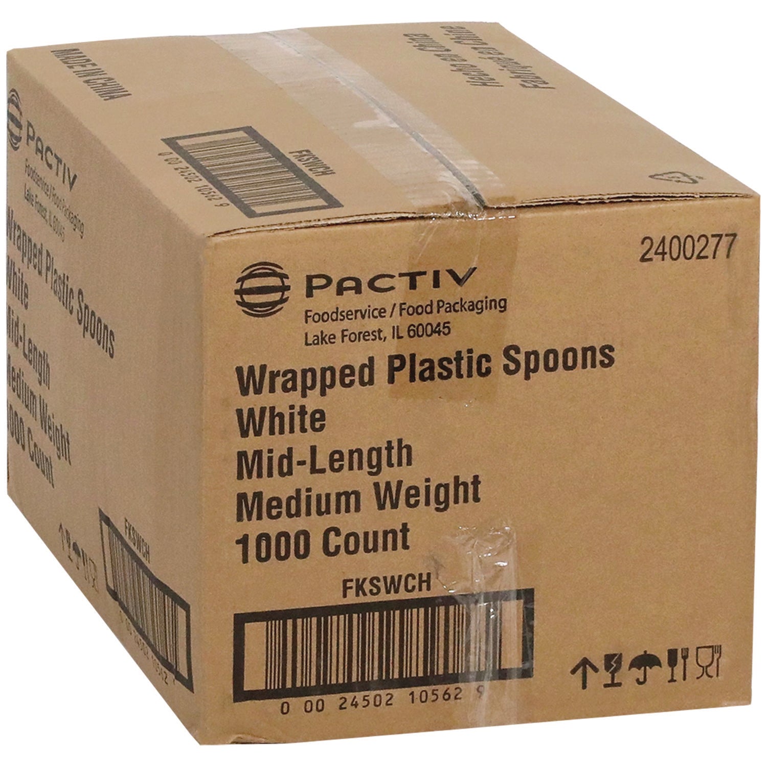 Pactiv Evergreen Fieldware Cutlery, Individually Wrapped, Mediumweight Spoon, Plastic, White, 1,000/Carton