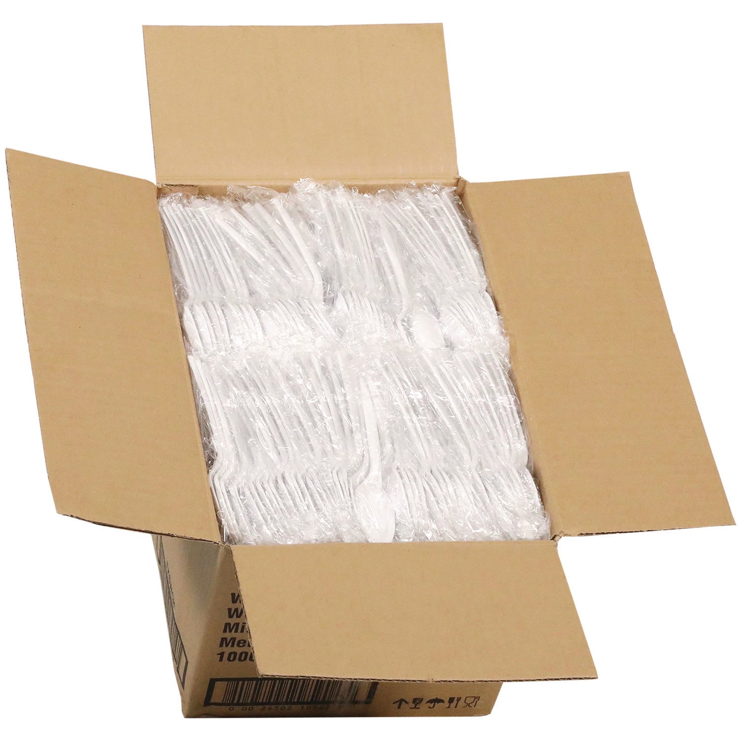 Pactiv Evergreen Fieldware Cutlery, Individually Wrapped, Mediumweight Spoon, Plastic, White, 1,000/Carton