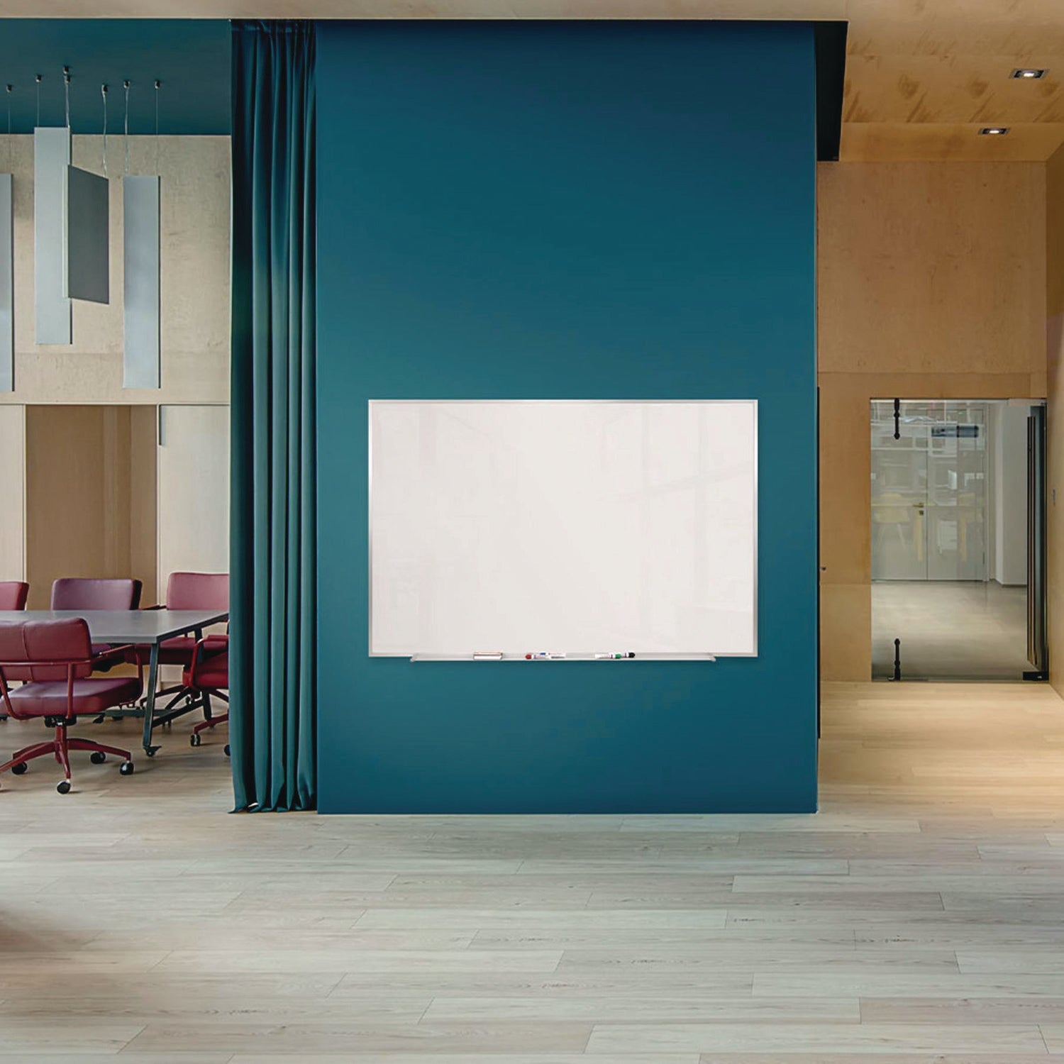 Ghent M1 Porcelain Magnetic Whiteboard, 87.91" x 48.5", White Surface, Satin Aluminum Frame