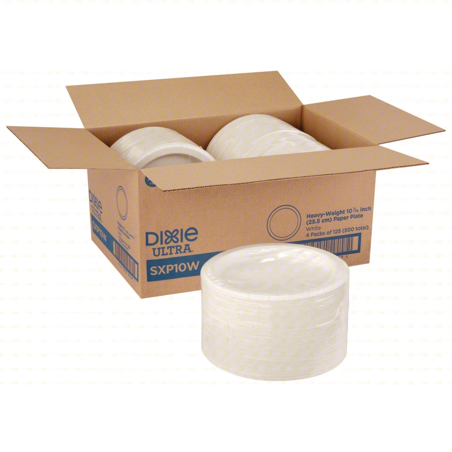 Dixie® Ultra® Heavy-Weight Paper Plates, 10" dia, White, 125/Pack, 4 Packs/Carton - Bloom Skins
