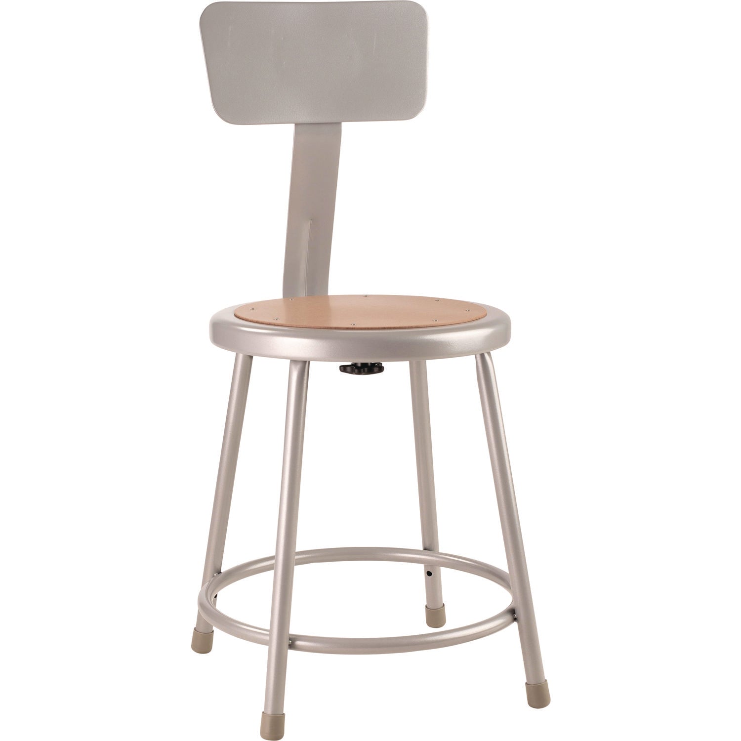 NPS® 6200 Series Heavy Duty Steel Stool With Backrest, Supports Up to 500 lb, 18" Seat Height, Brown Seat, Gray Back/Base