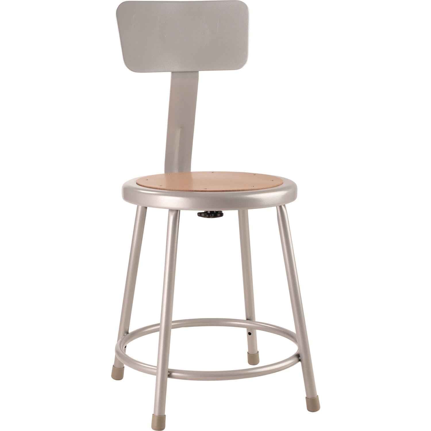 NPS® 6200 Series Heavy Duty Steel Stool With Backrest, Supports Up to 500 lb, 18" Seat Height, Brown Seat, Gray Back/Base