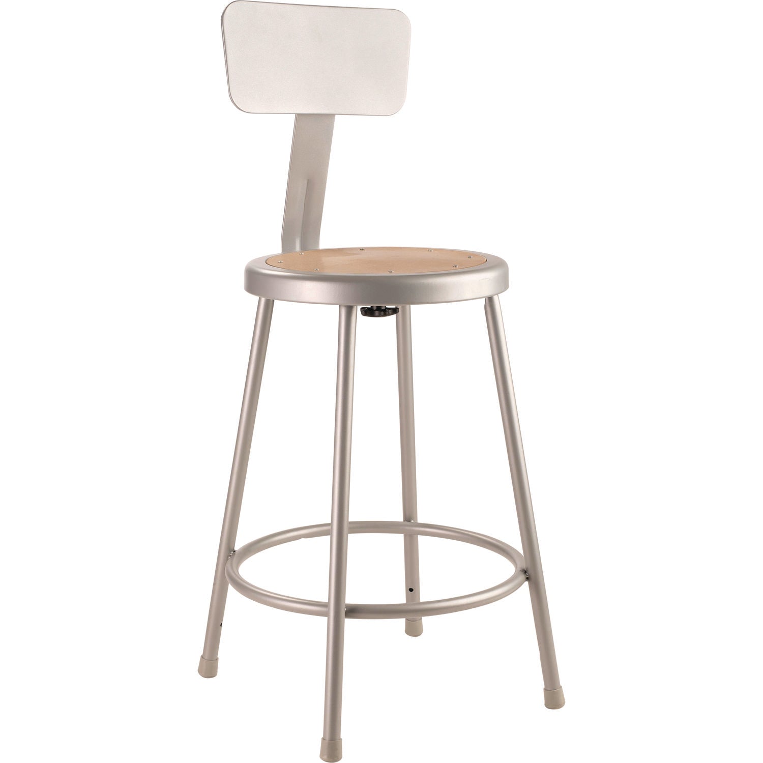 NPS® 6200 Series Heavy Duty Steel Stool With Backrest, Supports Up to 500 lb, 24" Seat Height, Brown Seat, Gray Back/Base