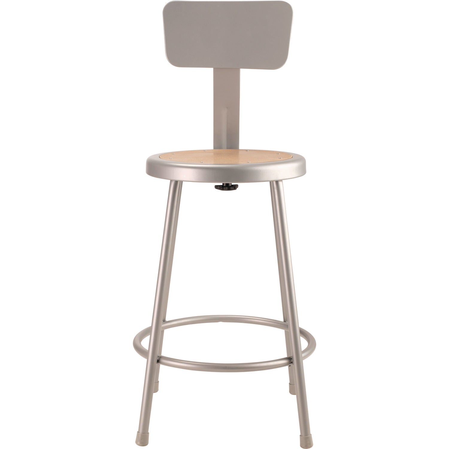 NPS® 6200 Series Heavy Duty Steel Stool With Backrest, Supports Up to 500 lb, 24" Seat Height, Brown Seat, Gray Back/Base