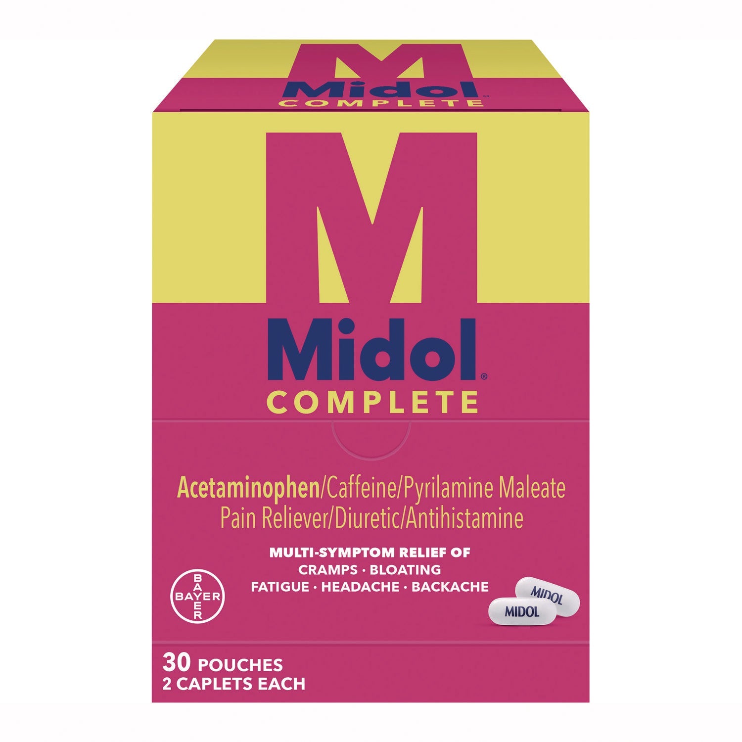 Midol® Complete Menstrual Caplets, 2/Pack, 30 Packs/Box