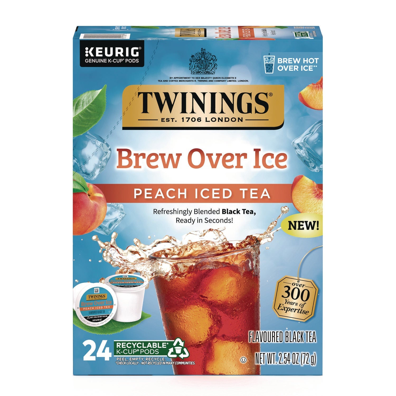 TWININGS® Brew Over Ice K-Cups, Peach, 24/Box