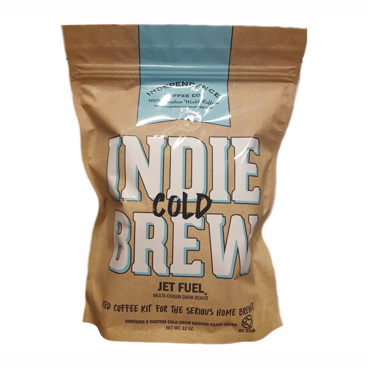 Independence Coffee Co. Indie Cold Brew Jet Fuel Coffee Filter Pack, 12 oz Bag