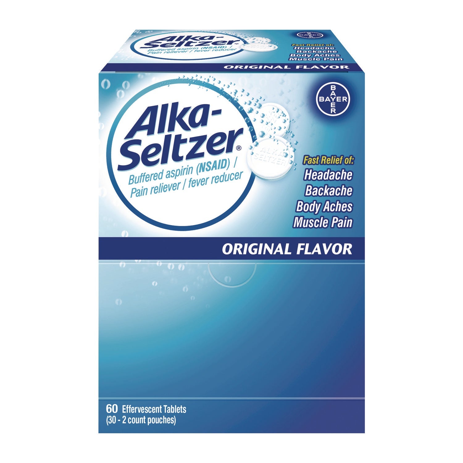Alka-Seltzer® Buffered Aspirin (NSAID) Tablets, 2/Pack, 30 Packs/Box