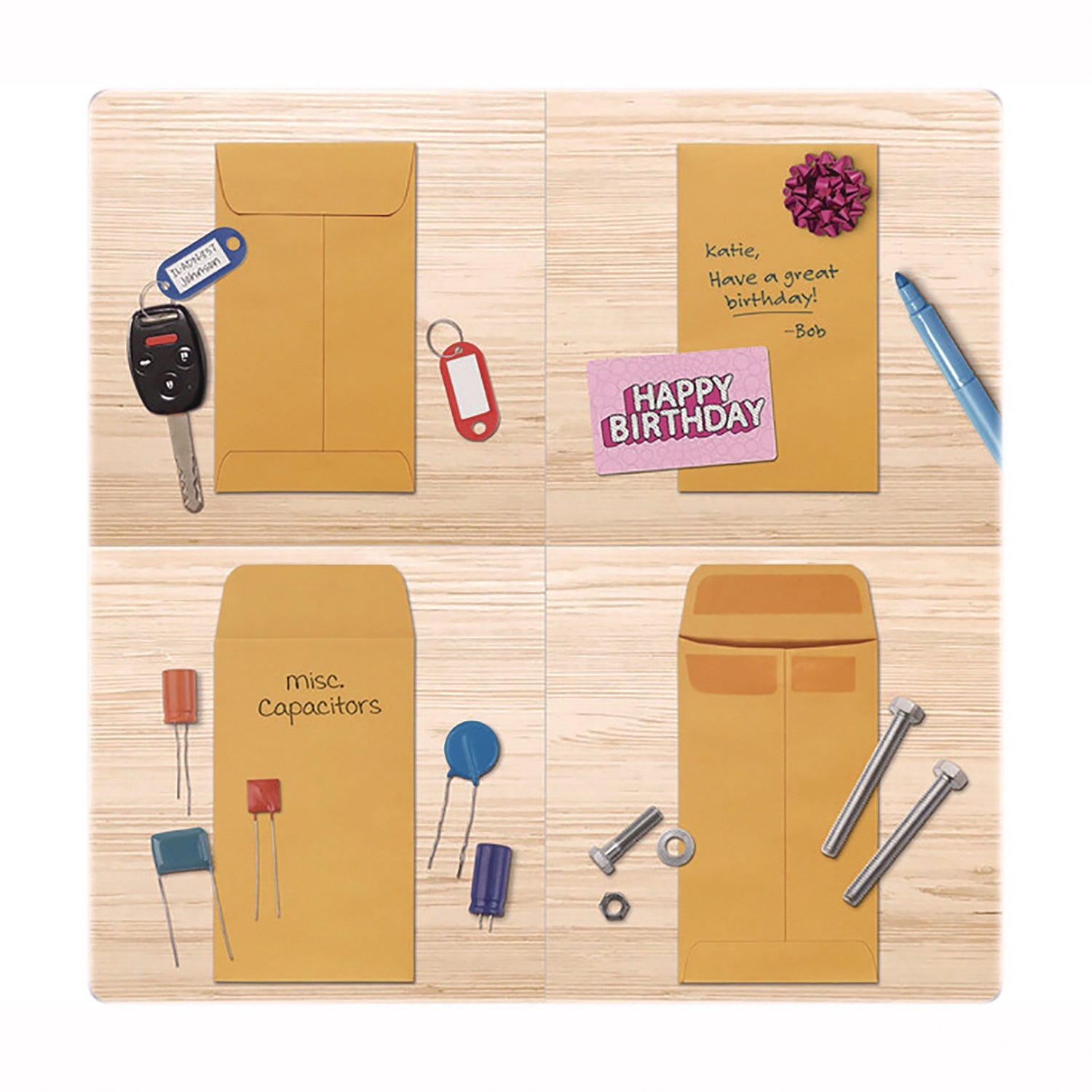 Quality Park™ Redi-Seal Coin and Small Parts Envelope, #5, Square Flap, Redi-Seal Adhesive Closure, 3.13 x 5.25, Brown Kraft, 500/Box