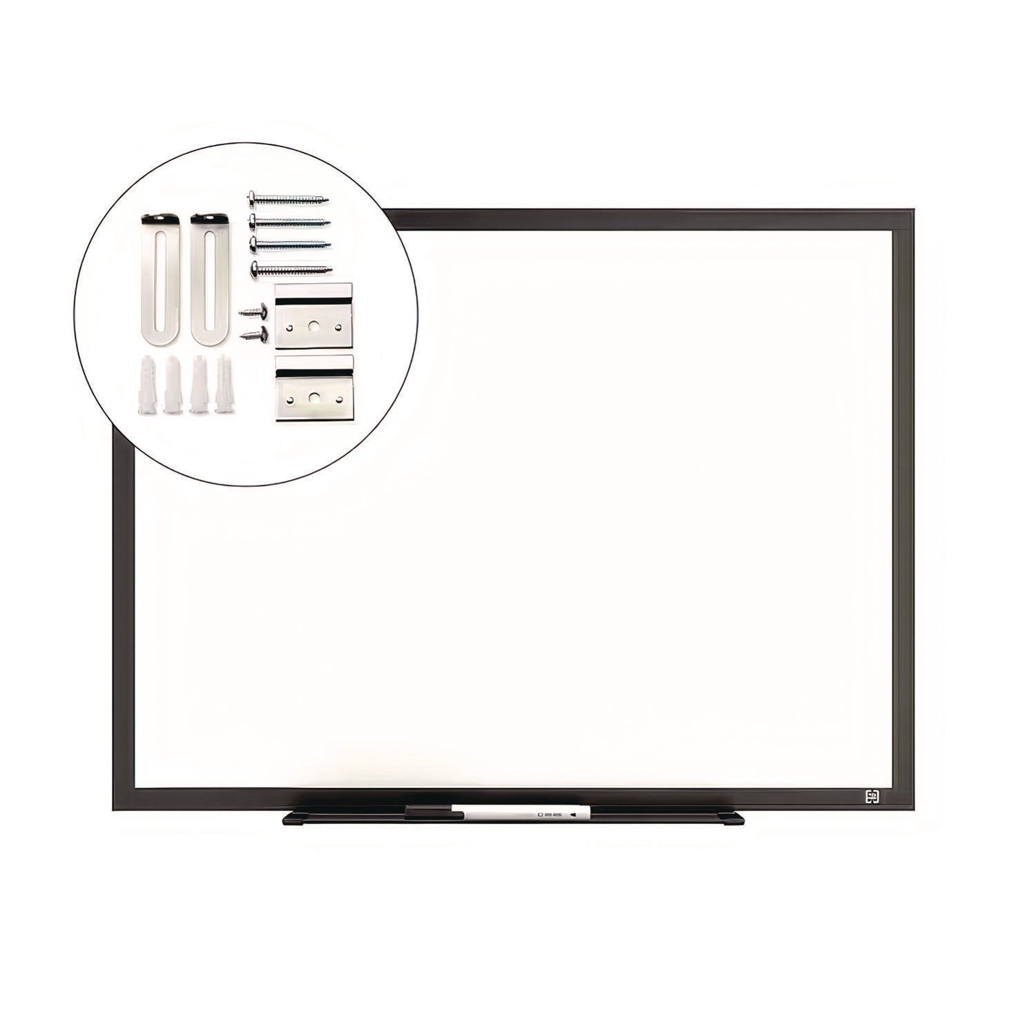 TRU RED™ Melamine Dry Erase Board, 24" x 18", White Surface, Black Aluminum Frame