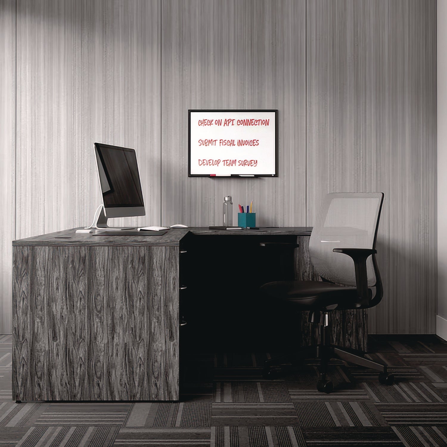 TRU RED™ Melamine Dry Erase Board, 24" x 18", White Surface, Black Aluminum Frame