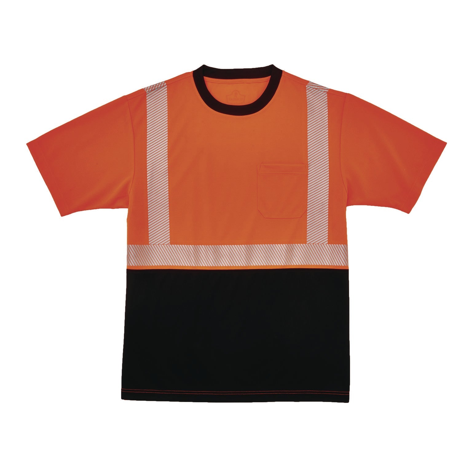 ergodyne® GloWear 8280BK Class 2 Performance T-Shirt with Black Bottom, Large Long, Orange